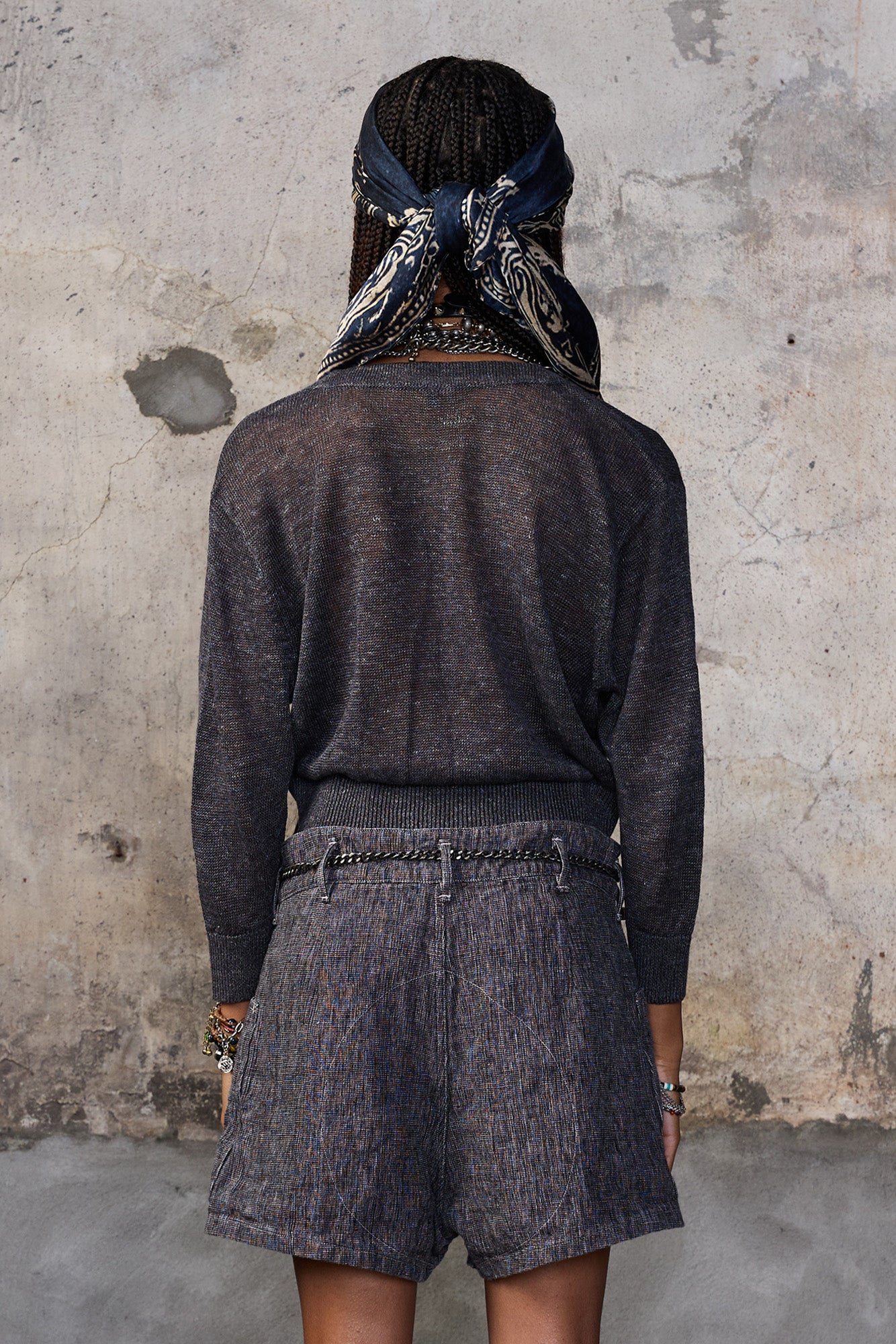 3/4 Sleeve Twisted Front Cardigan - Charcoal Grey - R13