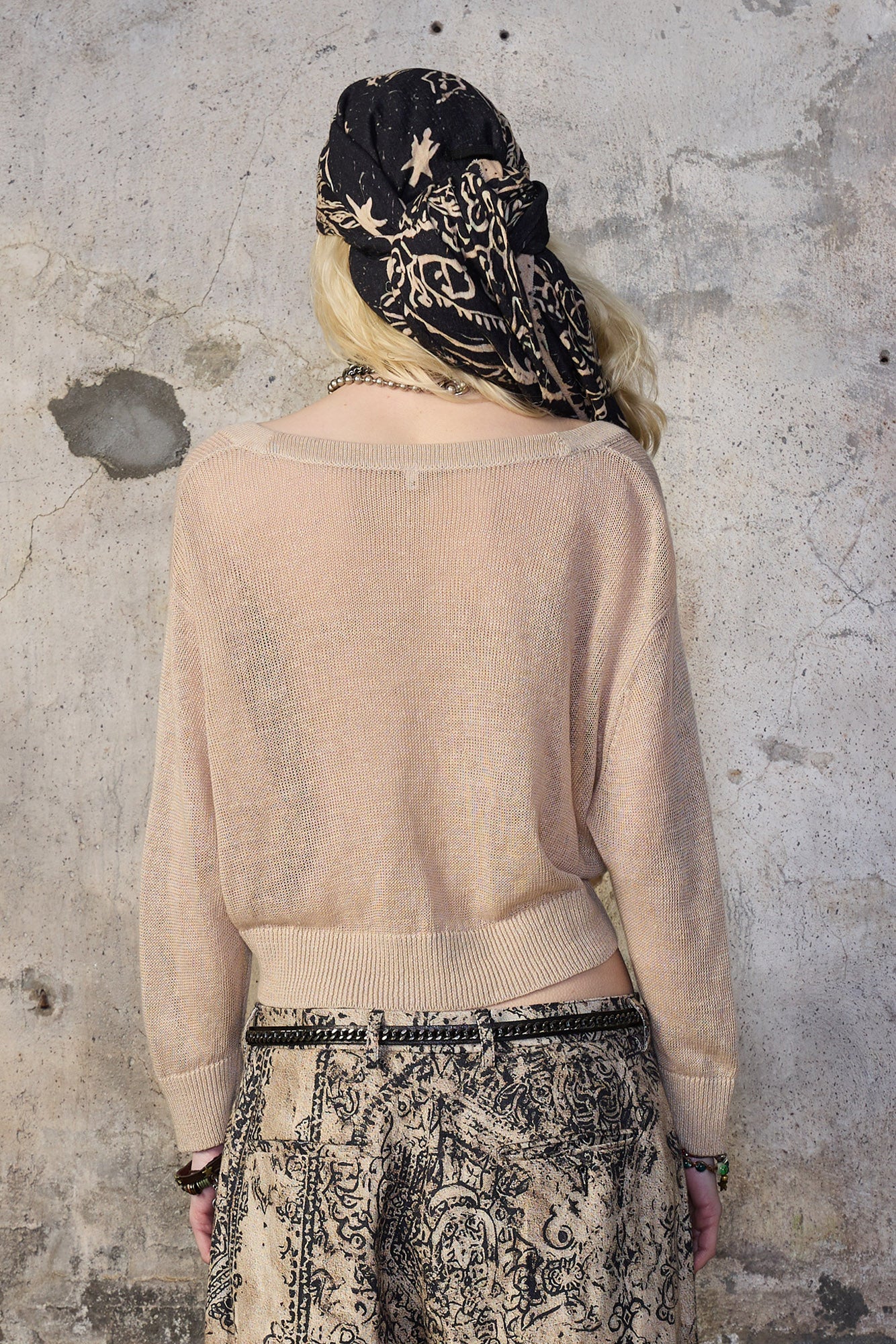 3/4 SLEEVE TWISTED FRONT CARDIGAN - LIGHT KHAKI - R13