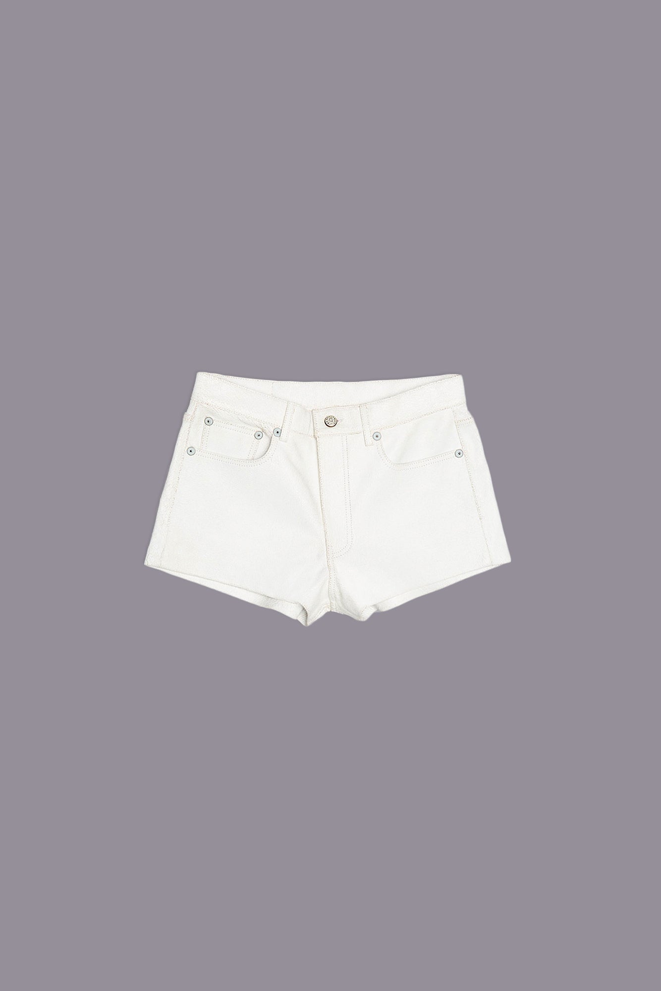 5-POCKET LEATHER SHORT - CRACKLE WHITE - R13