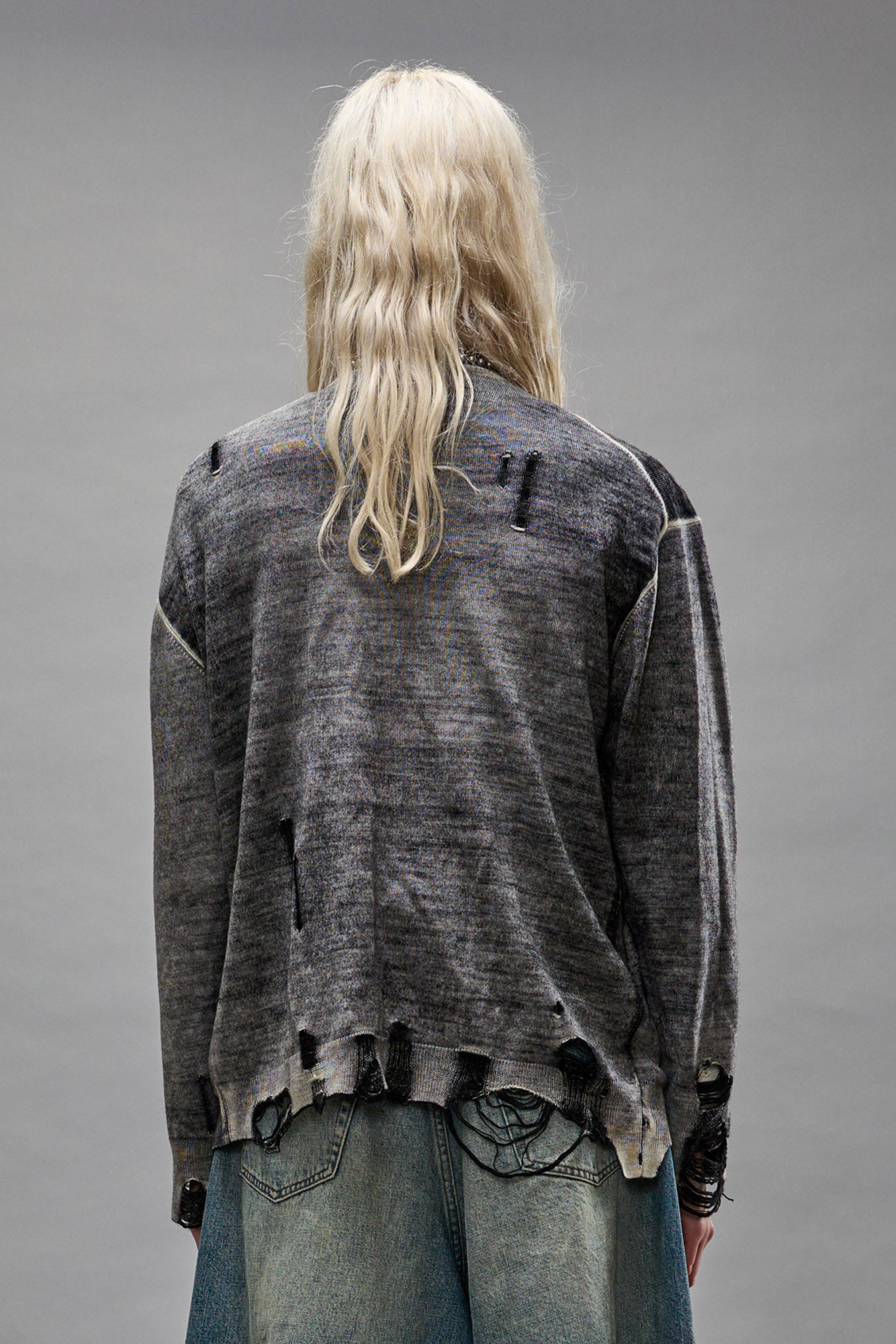 Boyfriend Cardigan - Distressed Black - R13