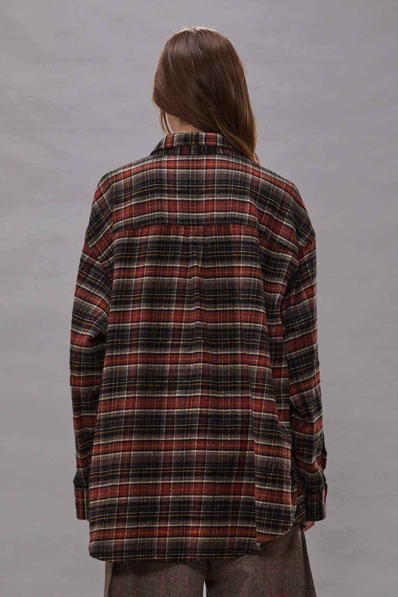 Boyfriend Shirt - Brown Dark Grey Plaid - R13