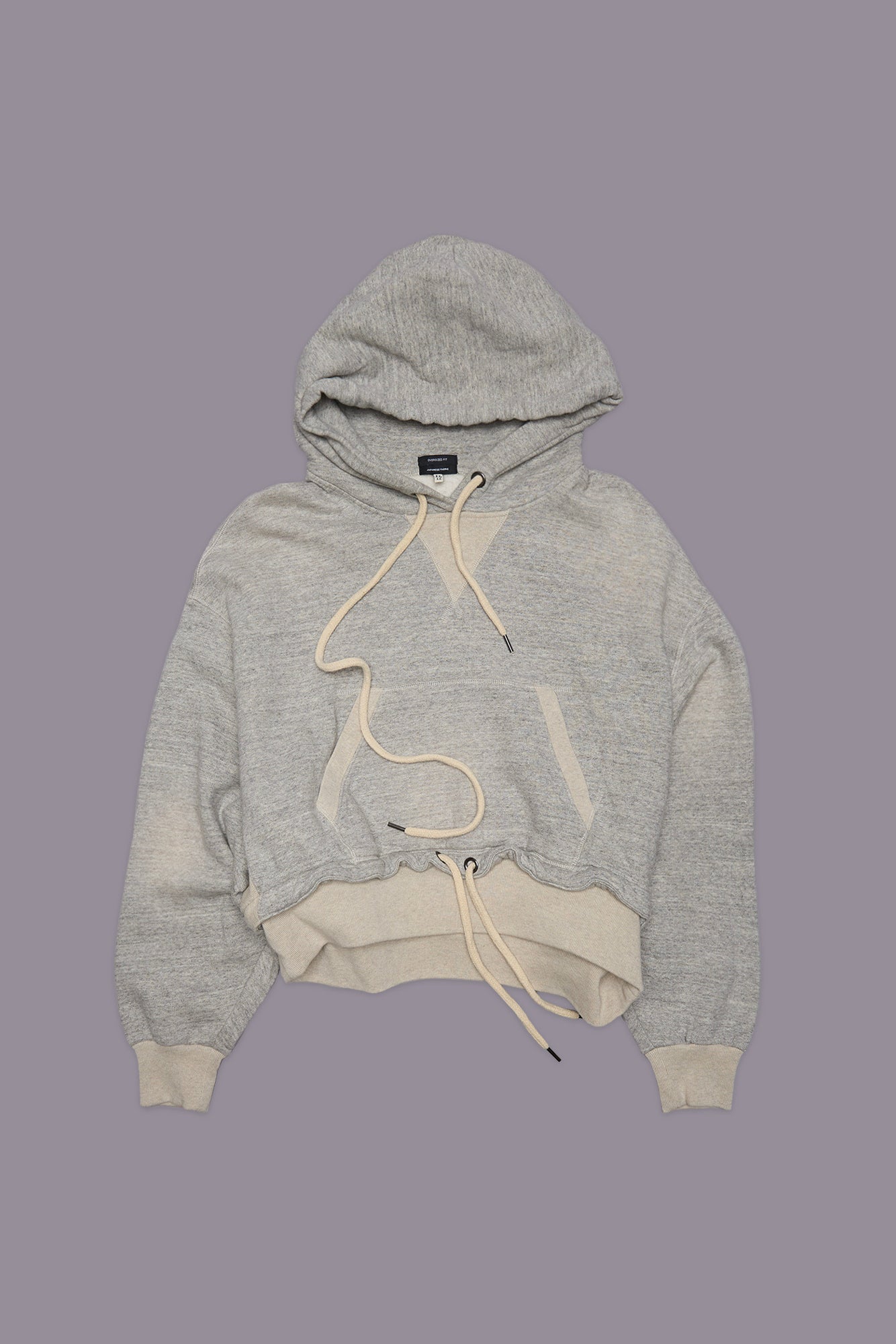 CINCHED HEM POPOVER HOODIE - HEATHER GREY W/ OATMEAL - R13