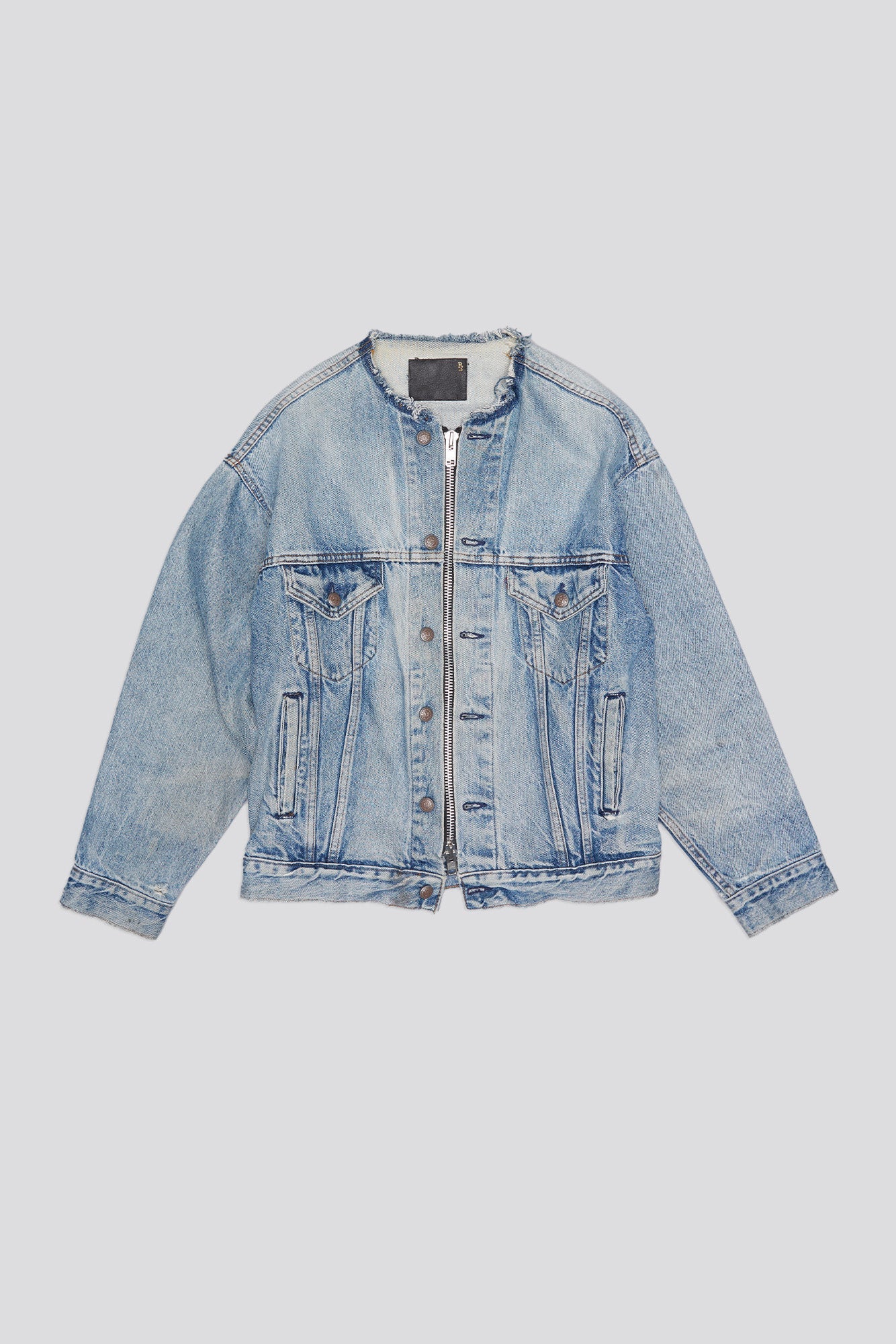 Collarless Trucker Jacket - Caxton Blue - R13