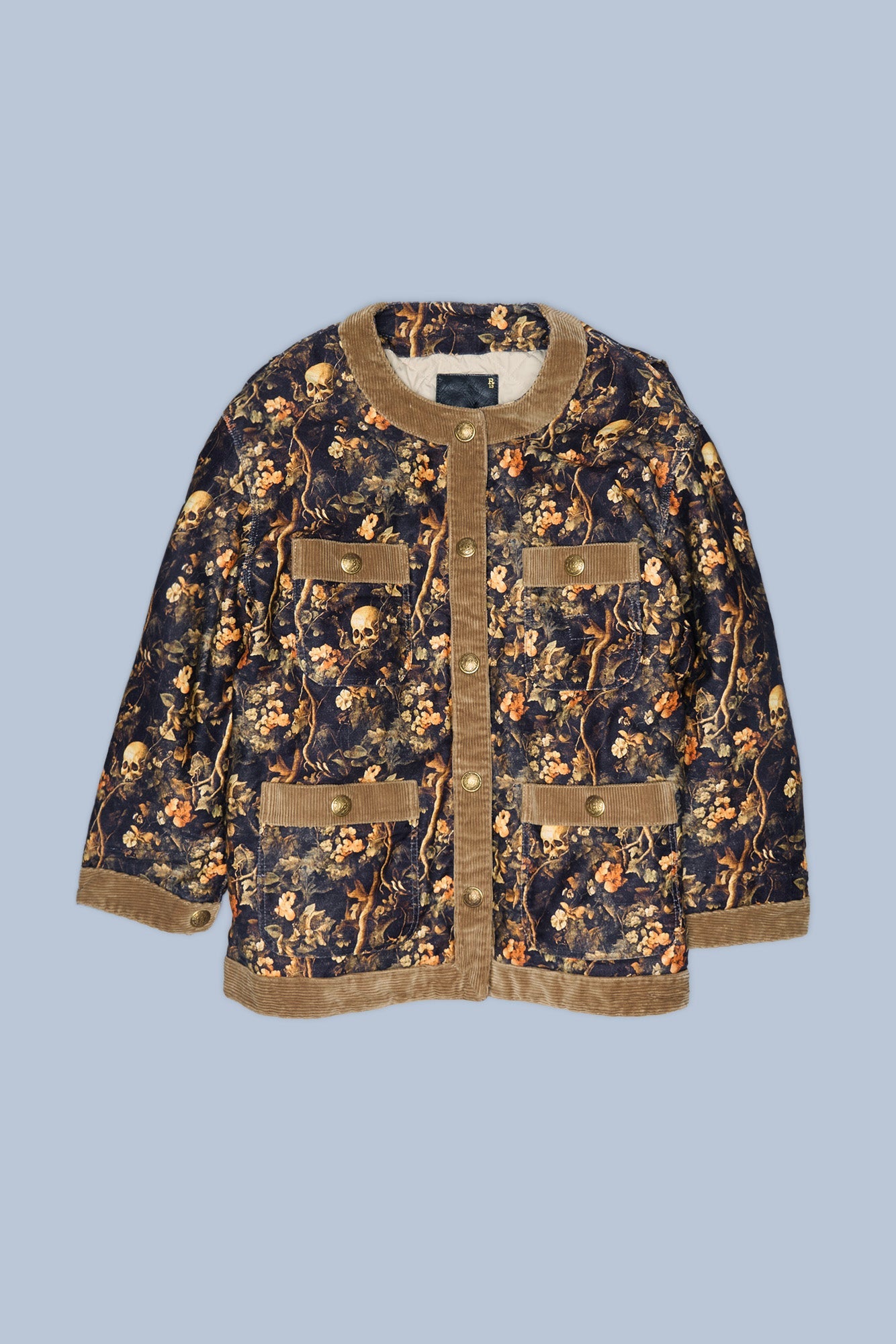 CORD TRIMMED CHORE JACKET - SKULL CAMO MOLESKIN BROWN - R13