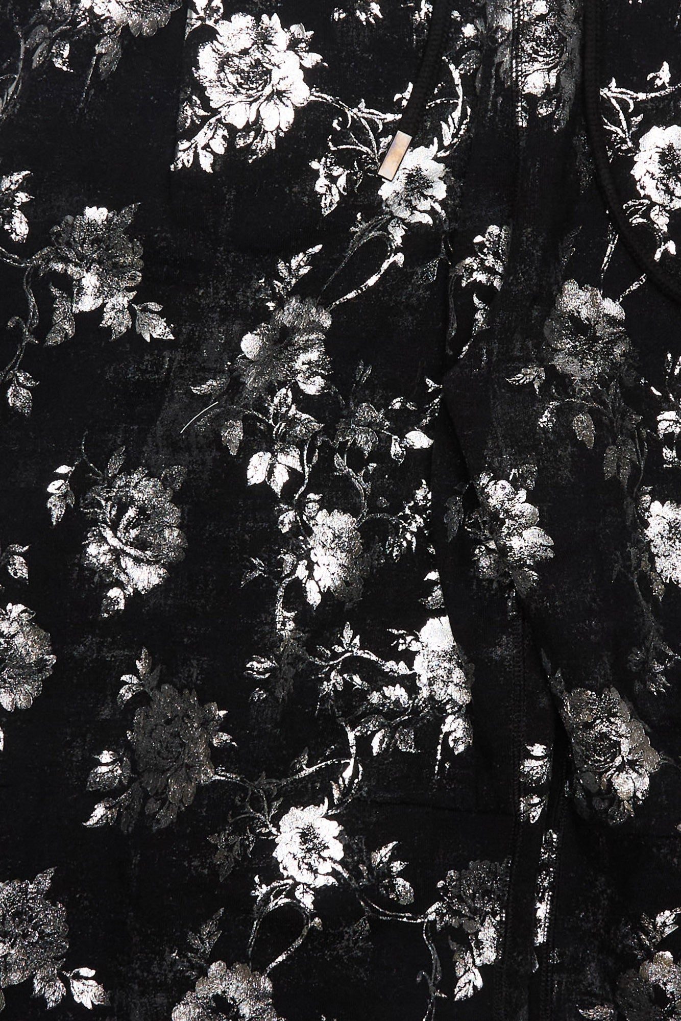 CROPPED PLEATED SWEATPANT - SILVER FLORAL ON BLACK - R13