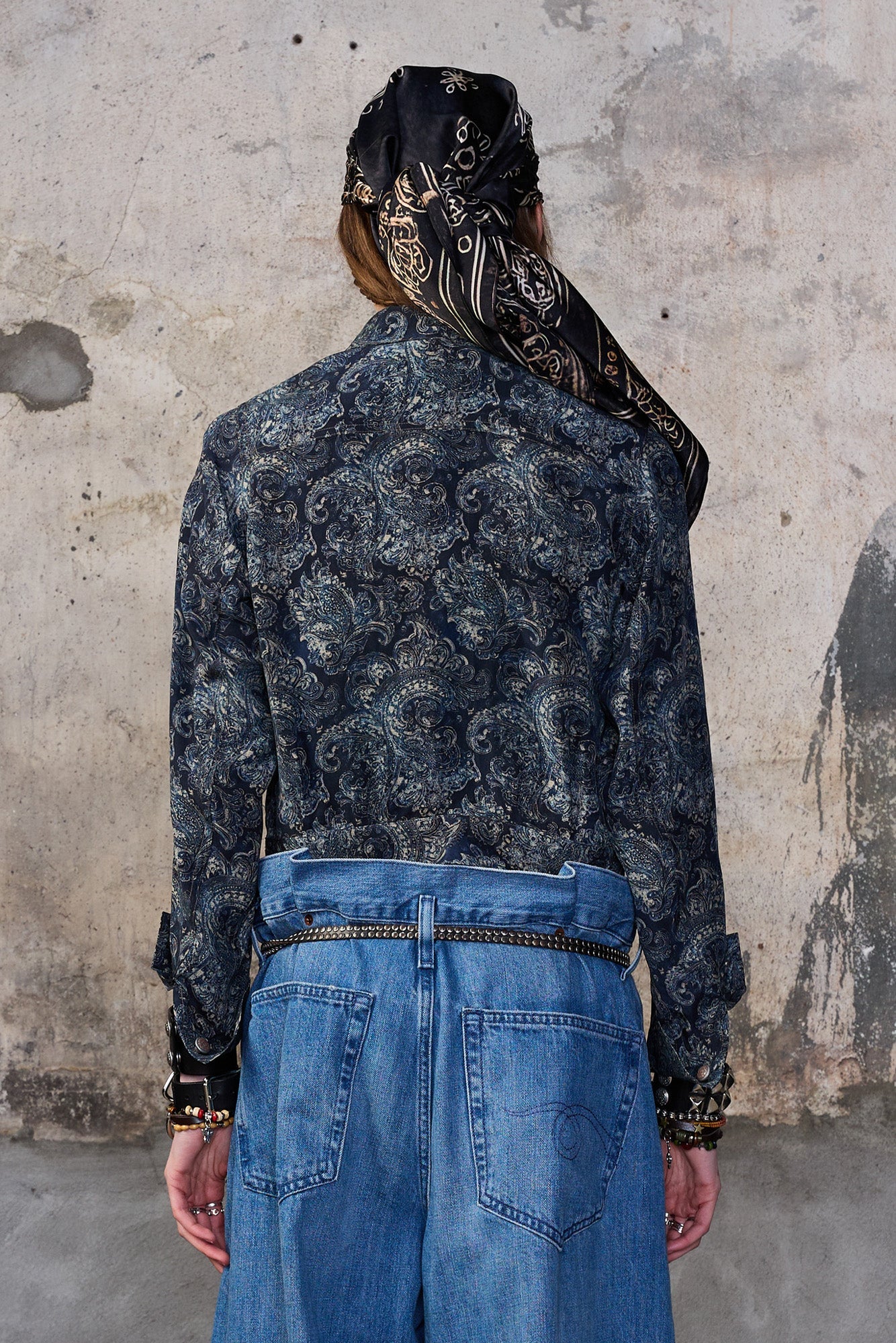 CROPPED SHRUNKEN ZIP-UP - BLUE INDIGO PAISLEY - R13