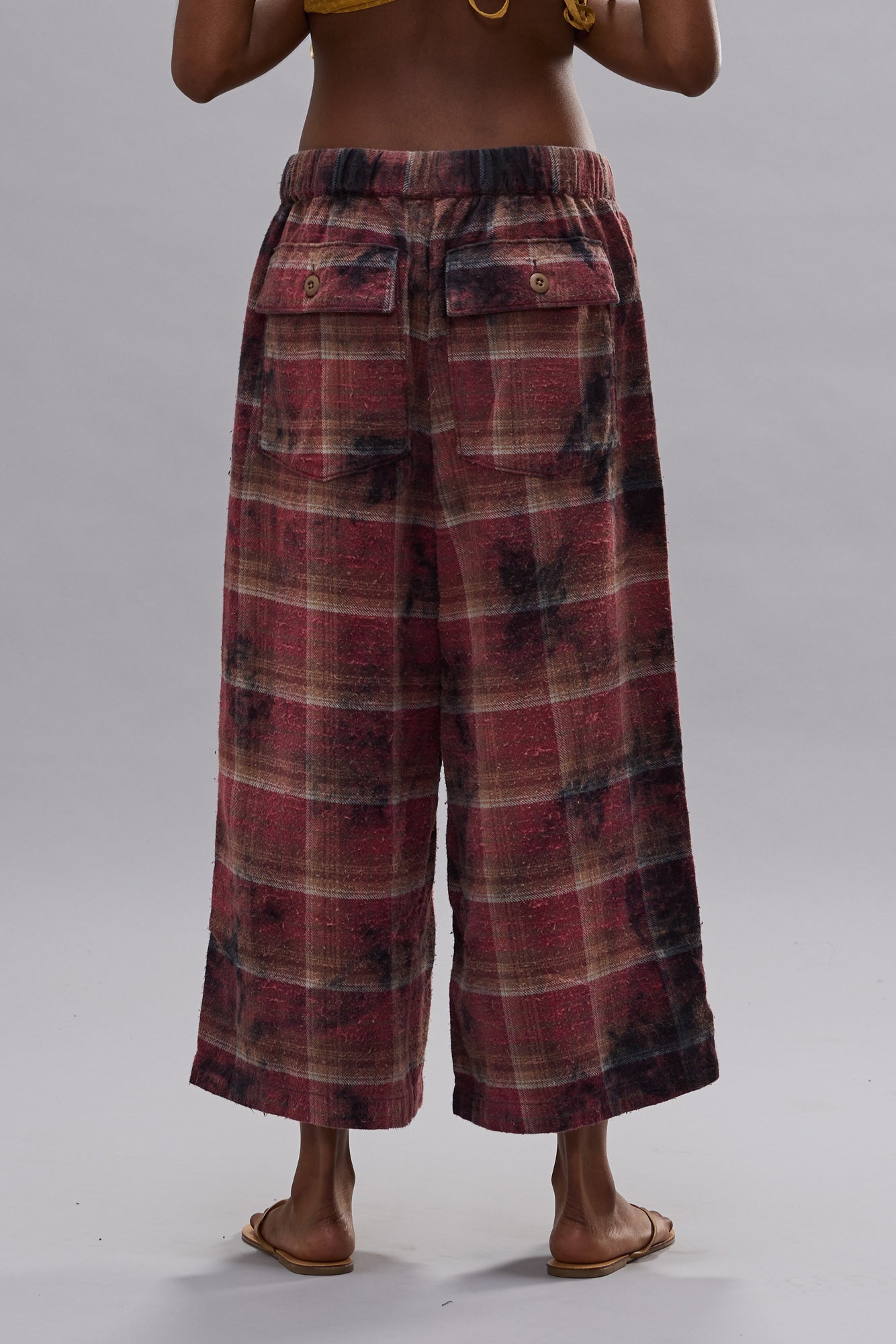 CROPPED WIDE LEG UTILITY PANT - OVERDYED PURPLE PLAID - R13