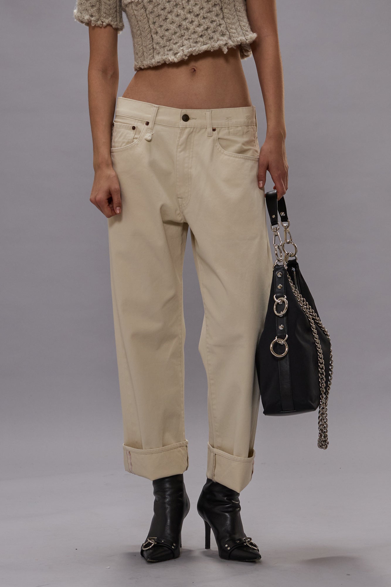 CUFFED X-BOYFRIEND JEAN - BONE WHITE SELVEDGE - R13