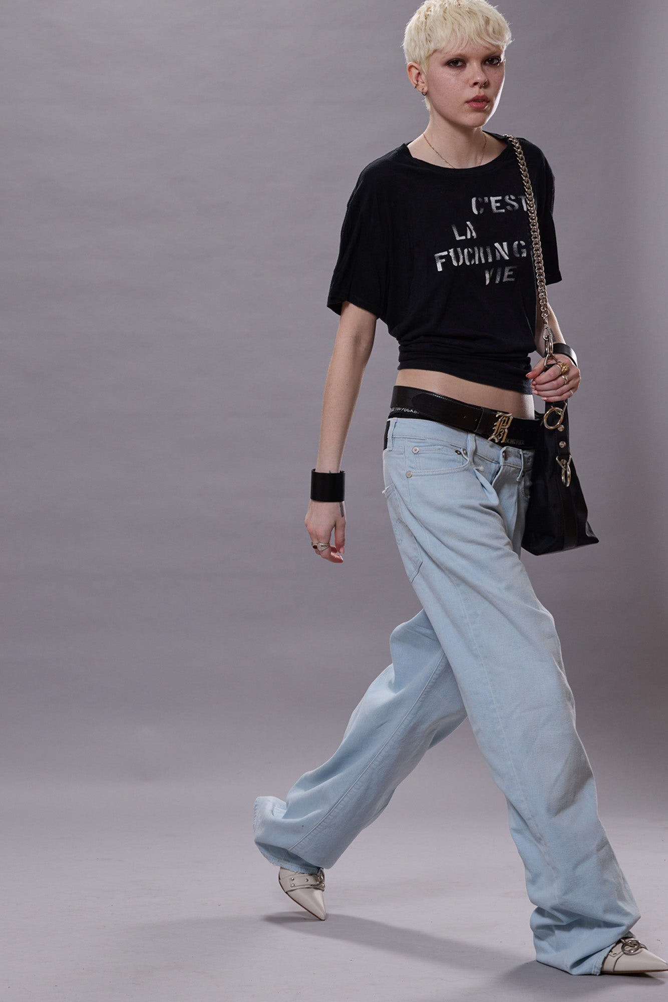 DAMON PLEATED JEAN - FADED BLUE STRETCH - R13