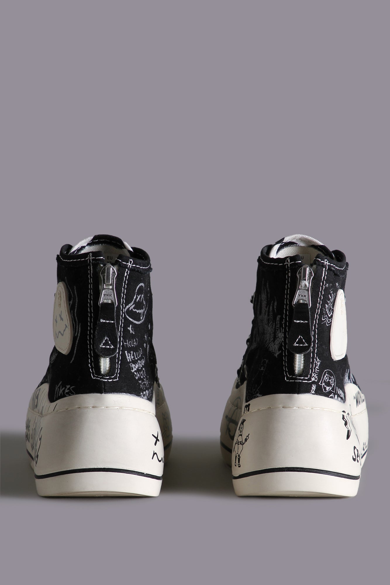 DOUBLE GROMMET KURT HIGH TOP SNEAKER - BLACK GRAFFITI CHECKER - R13