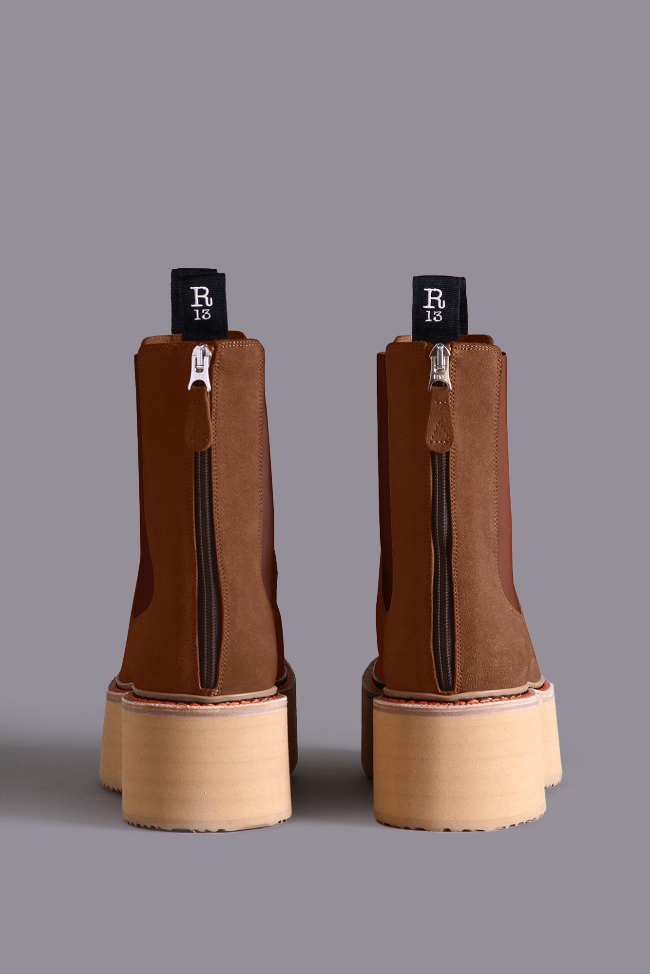 DOUBLE STACK CHELSEA BOOT - BROWN SUEDE - R13