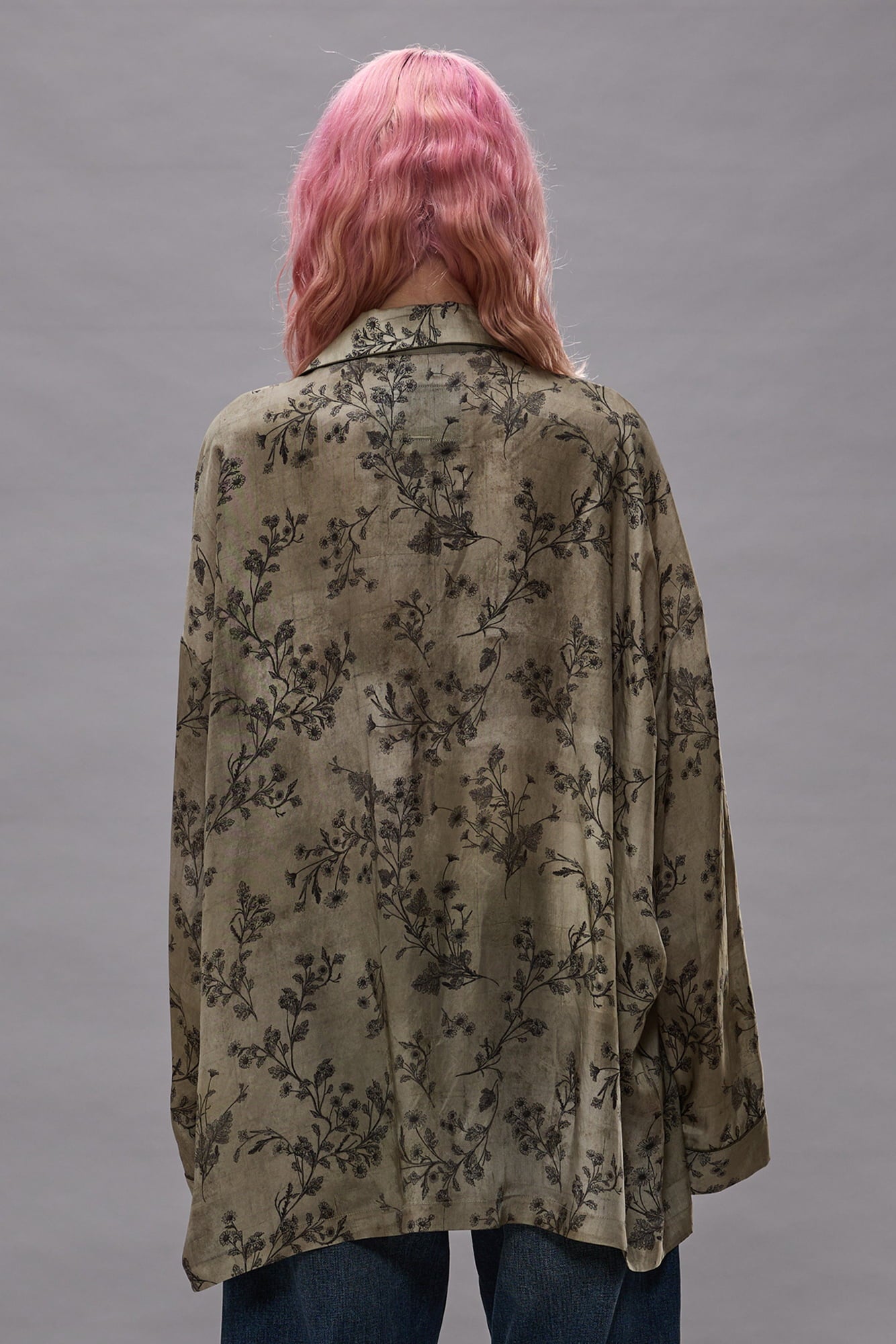 Drop Neck Pj Top - Green Floral - R13