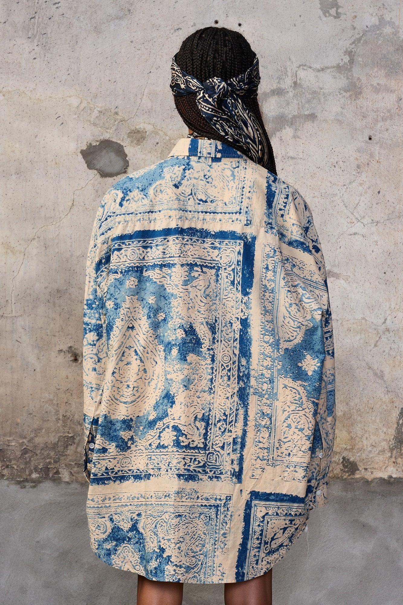 Drop Neck Shirt - Blue Four Bandana Print - R13