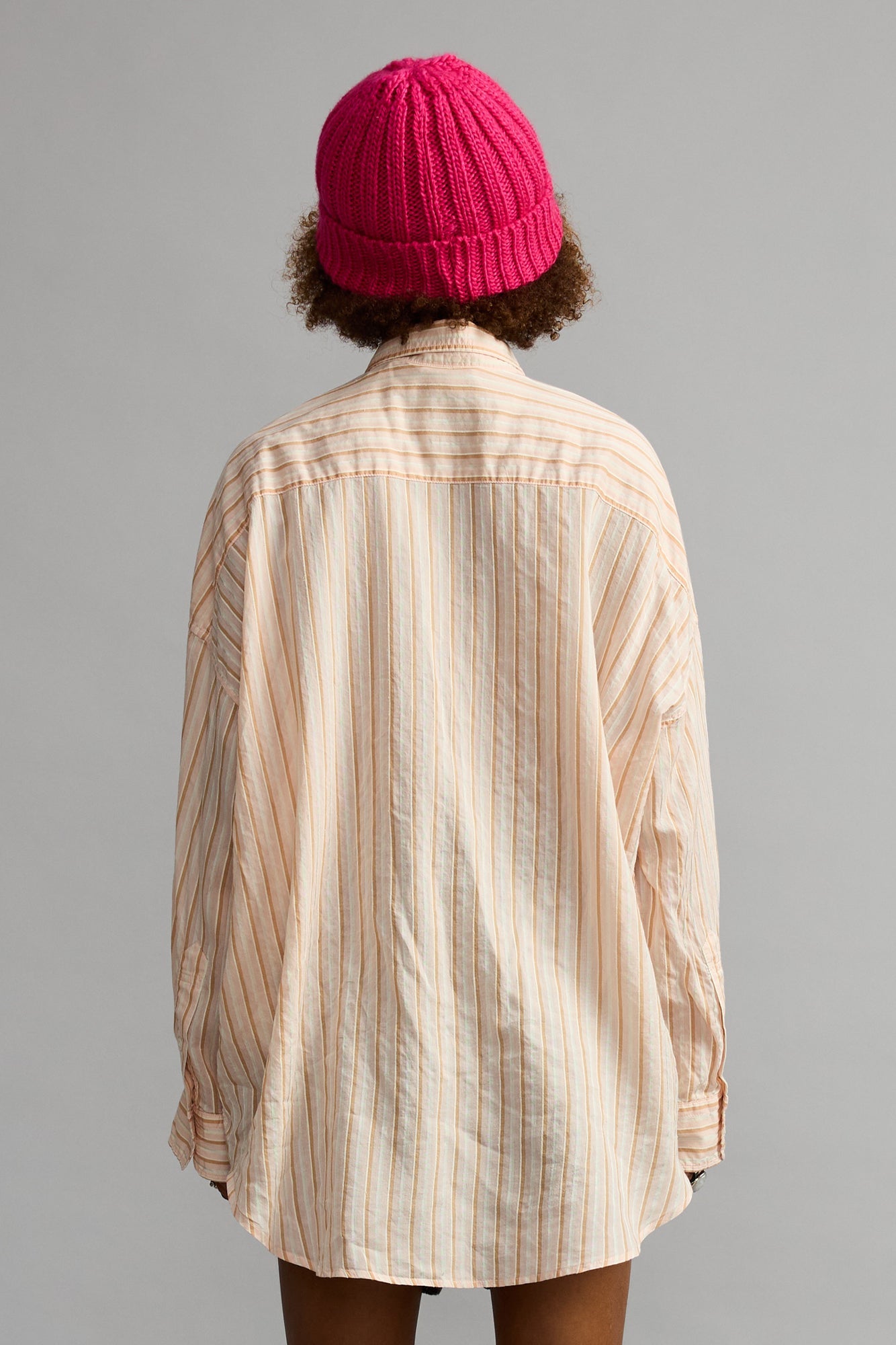 Drop Neck Shirt - Light Pink Stripe - R13