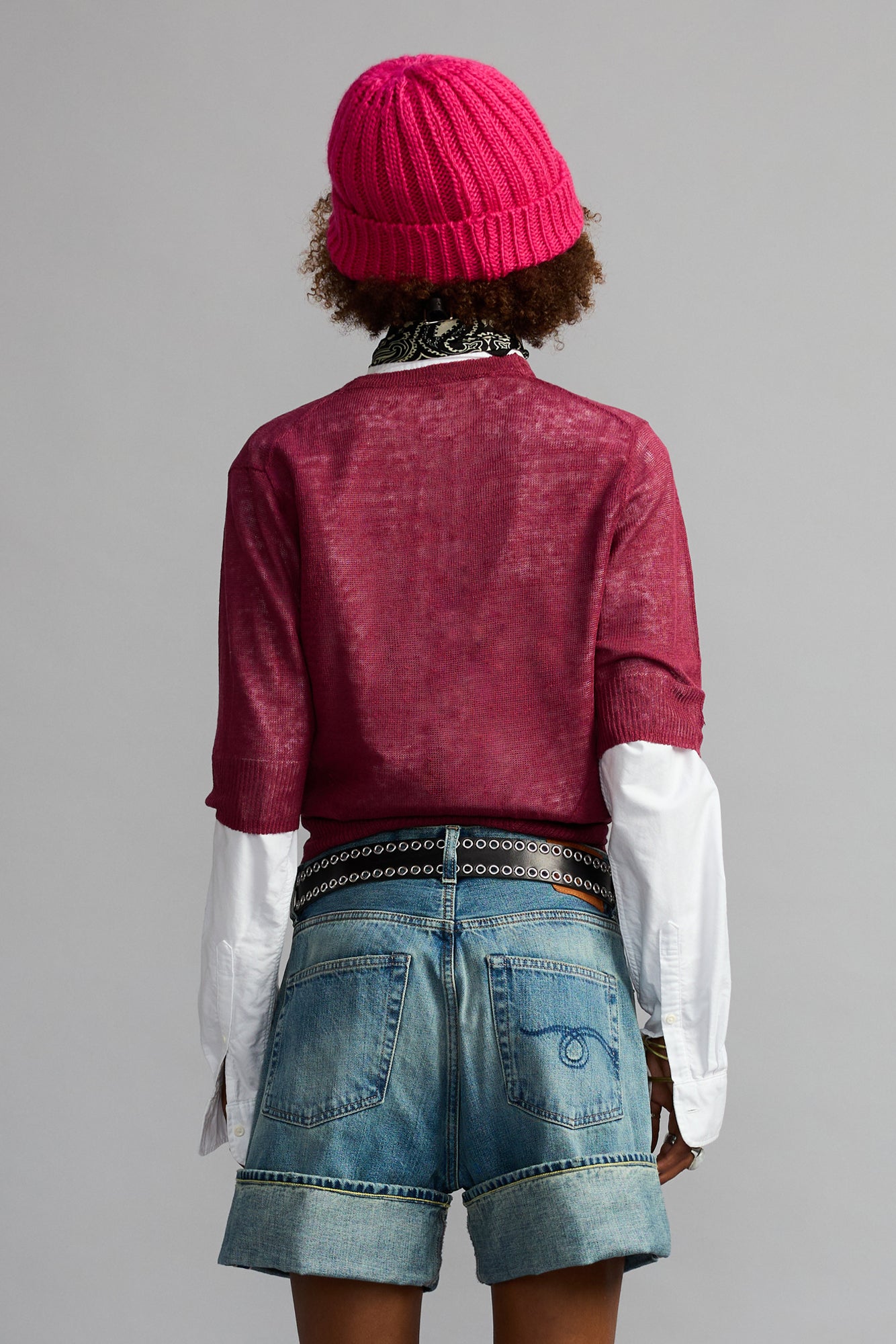 Elbow Sleeve Split Hem Cardigan - Plum Pink - R13