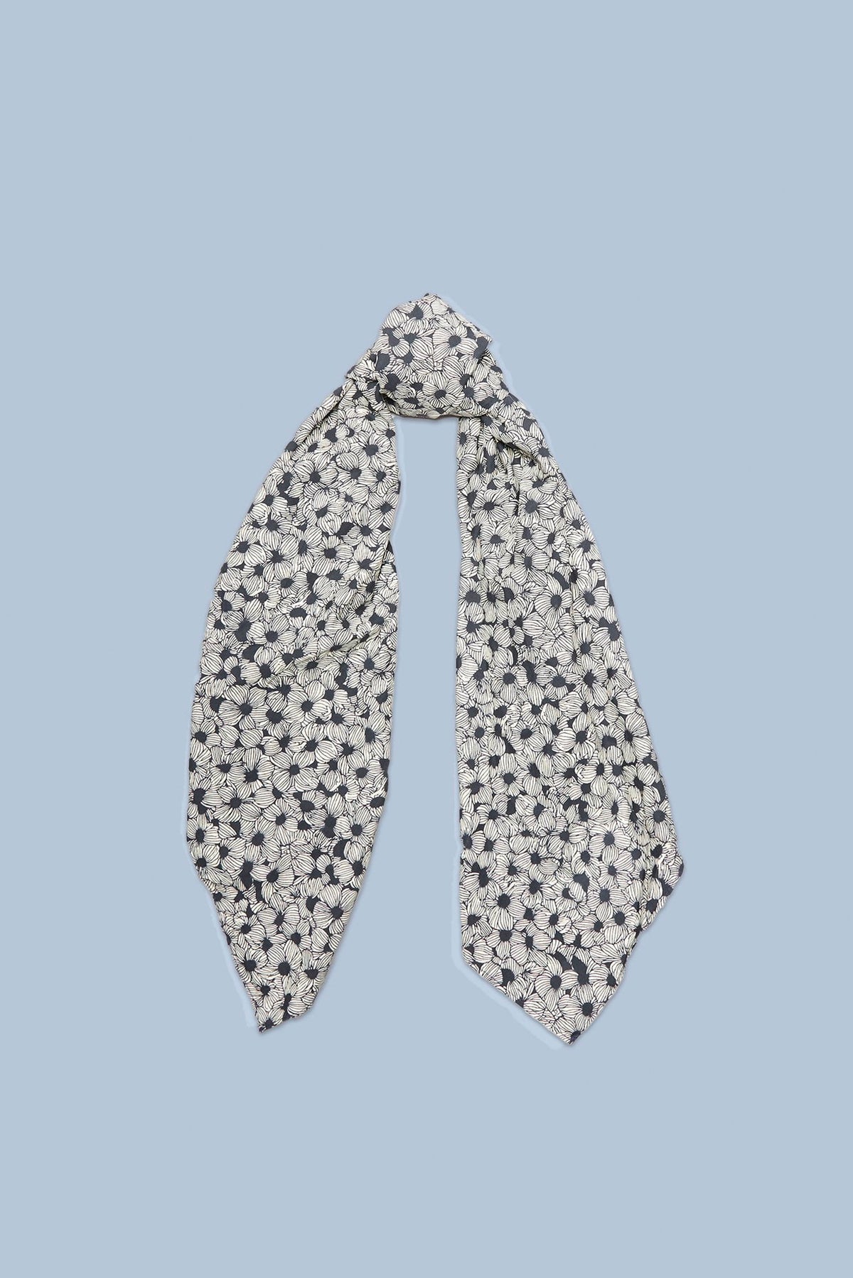 Folded Scarf - Black And White Floral - R13
