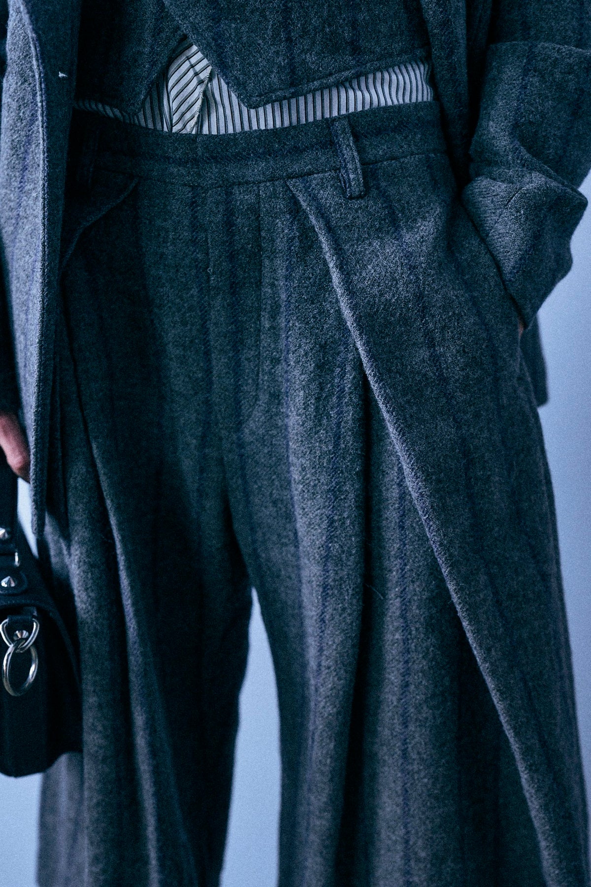 Foldover Culotte - Grey And Navy Stripe - R13