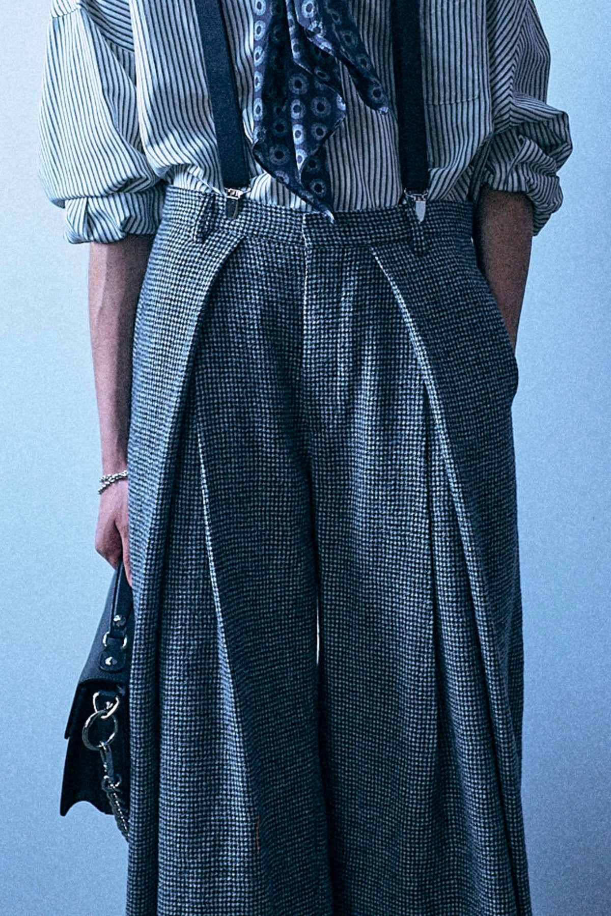 Foldover Trouser - Black And White Houndstooth - R13
