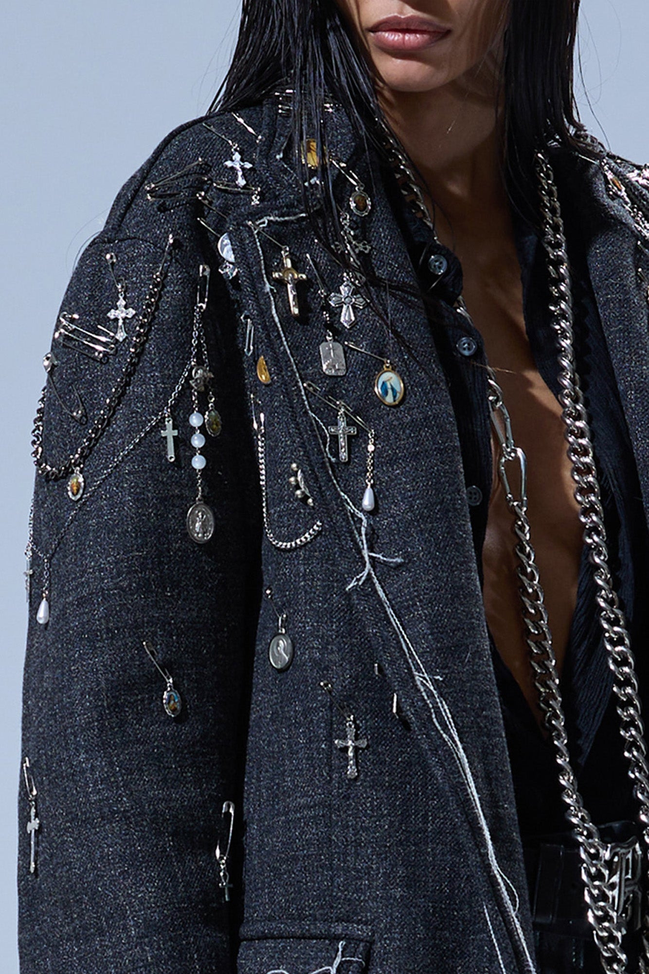 FRAY RAGGED BLAZER - DARK GREY - R13