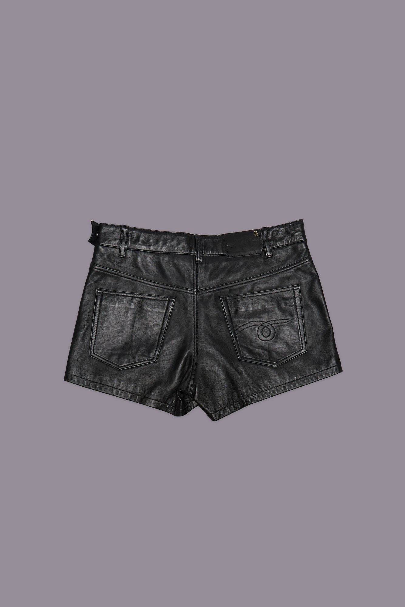 FRONT ZIP LEATHER SKORT - BLACK - R13