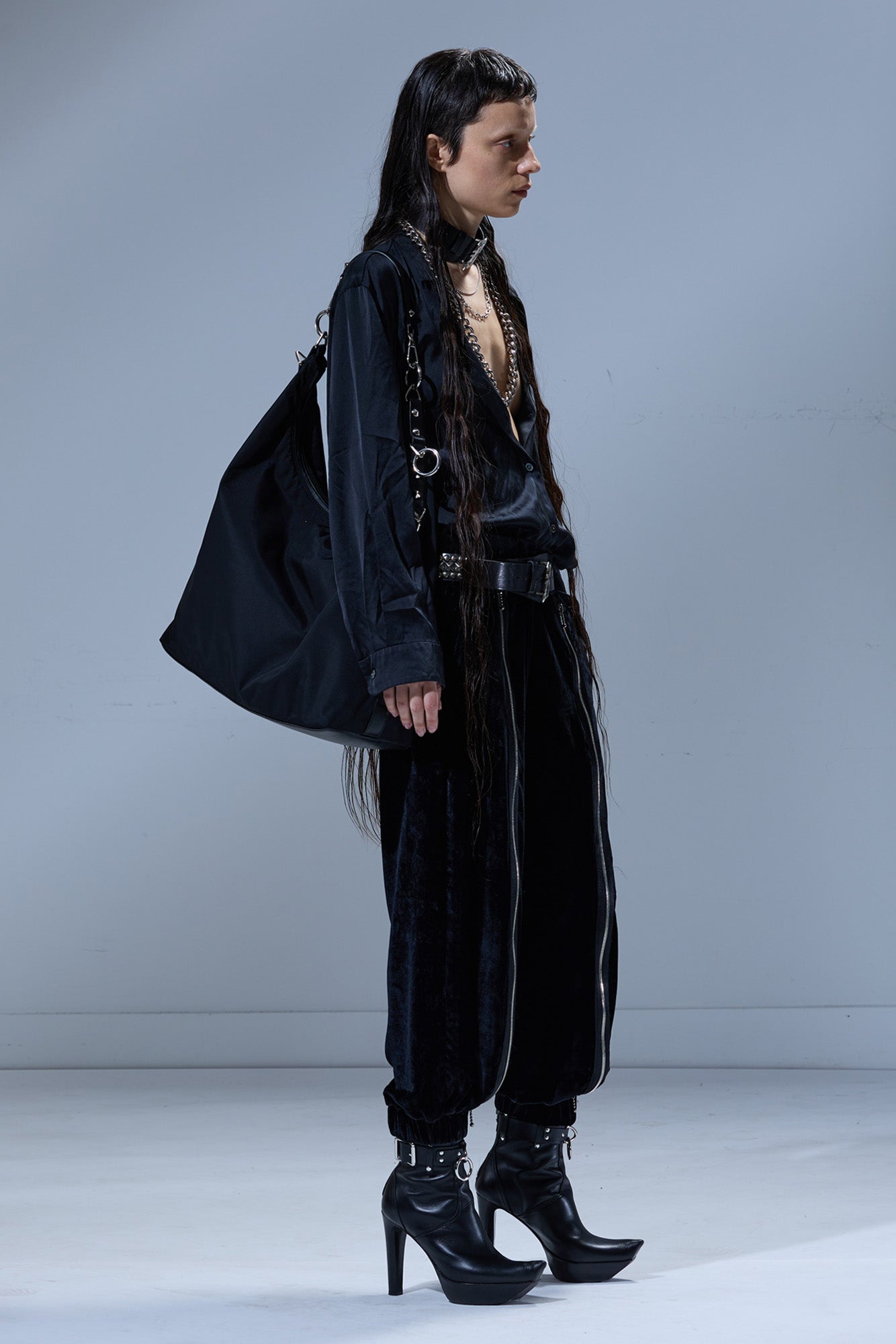 FRONT ZIPPER SWEATPANT - BLACK - R13