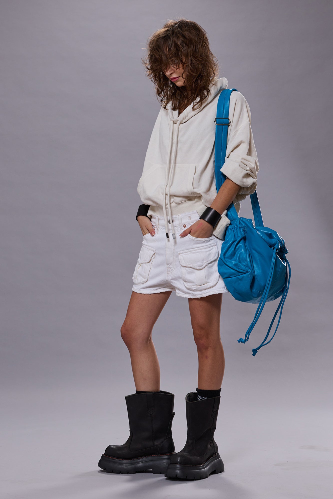 FUNNEL NECK CROPPED POPOVER - ECRU - R13