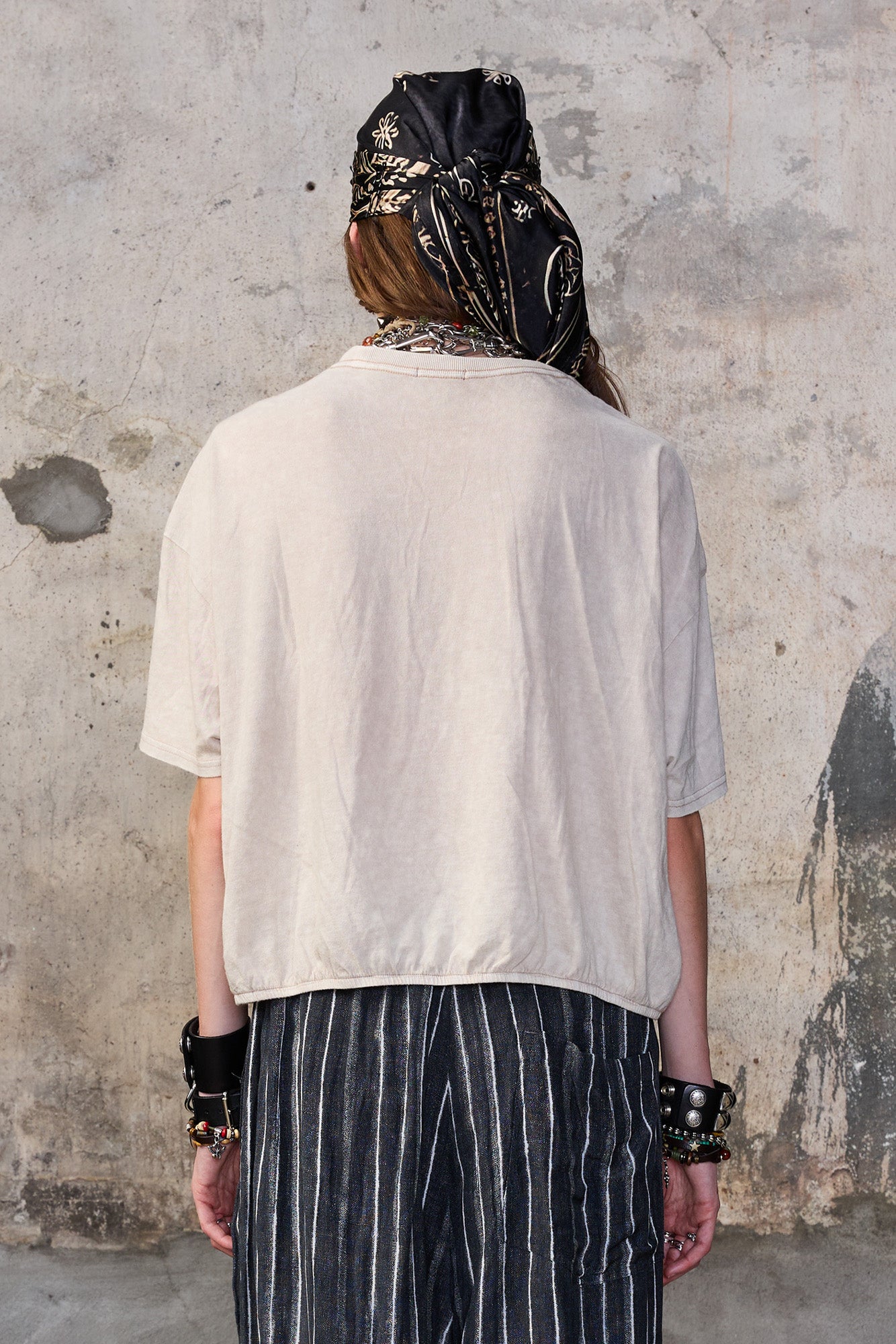 GATHERED HEM T - KHAKI ACID STONE - R13