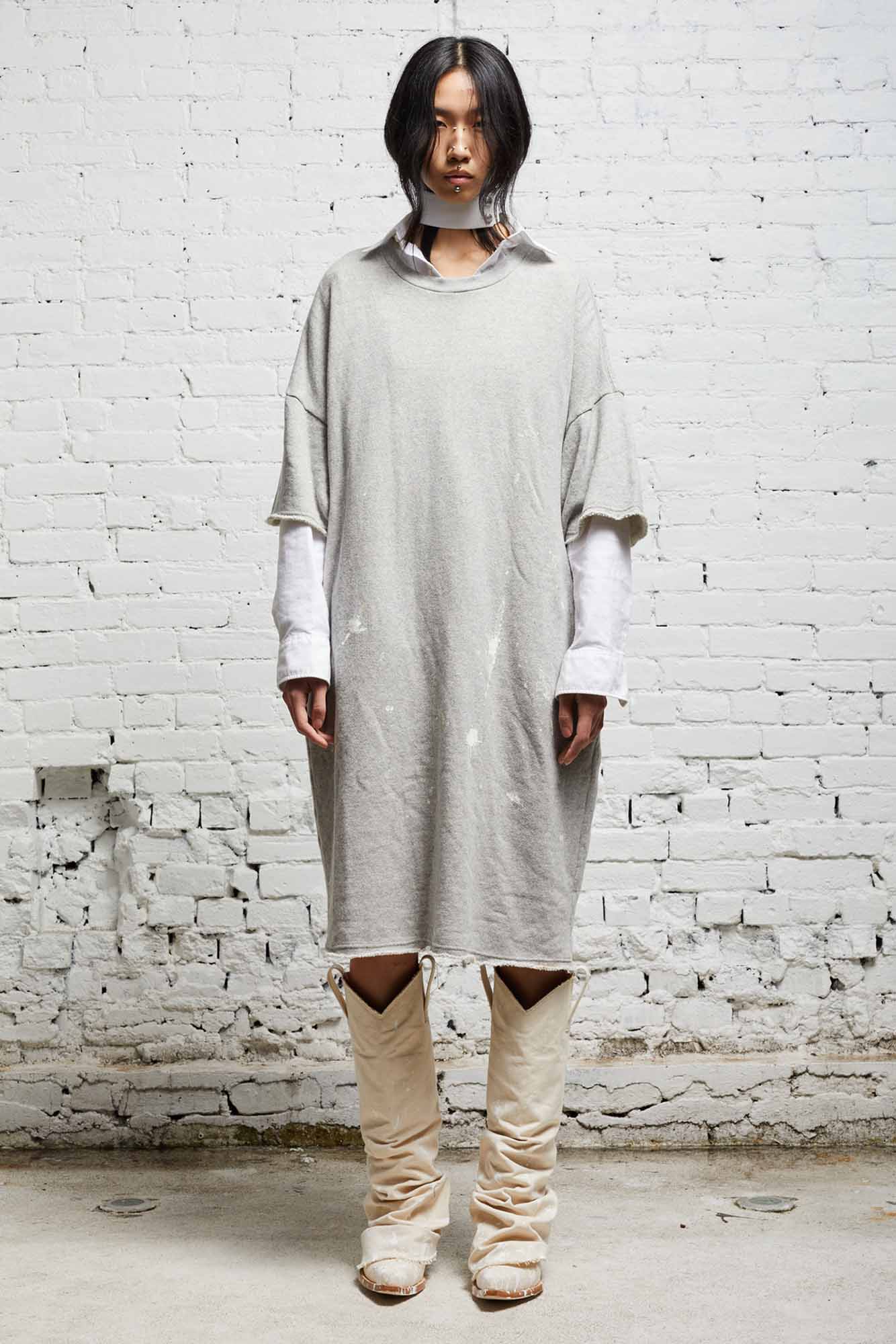 GRUNGE TSHIRT DRESS - HEATHER GREY - R13