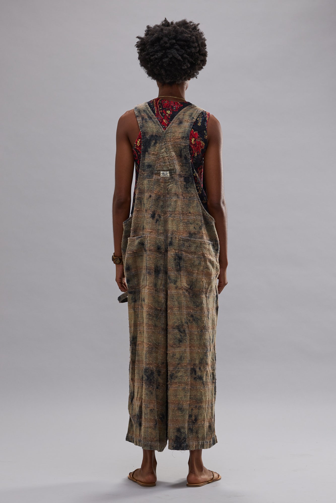 JUMBO OVERALL - BLEACHED ORANGE GREEN PLAID - R13