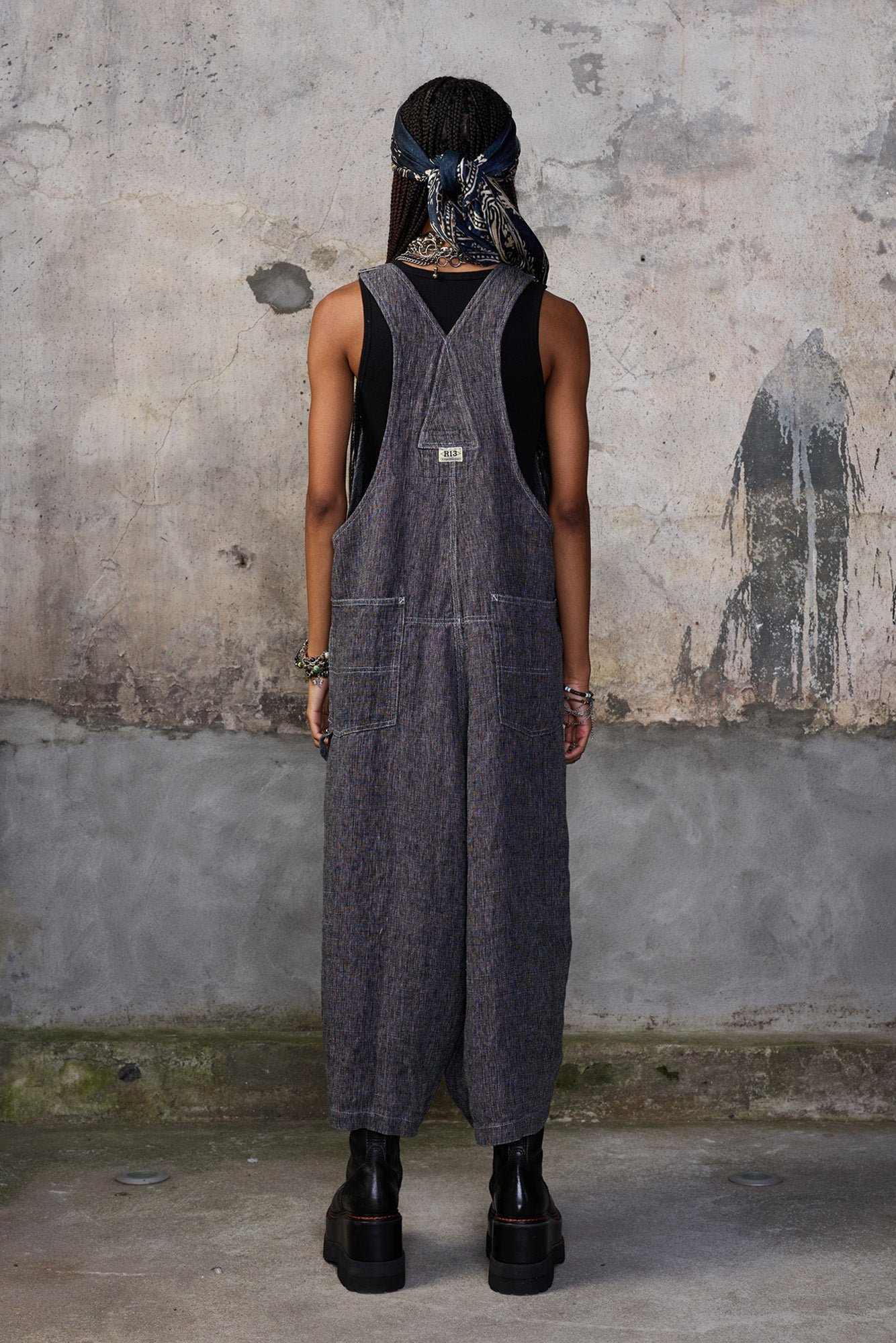 JUMBO OVERALL - DARK GREY MICRO STRIPE - R13