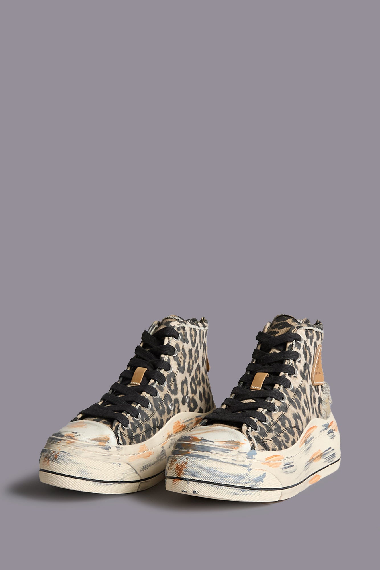 KURT HIGH TOP SNEAKER - DISTRESSED LIGHT LEOPARD - R13