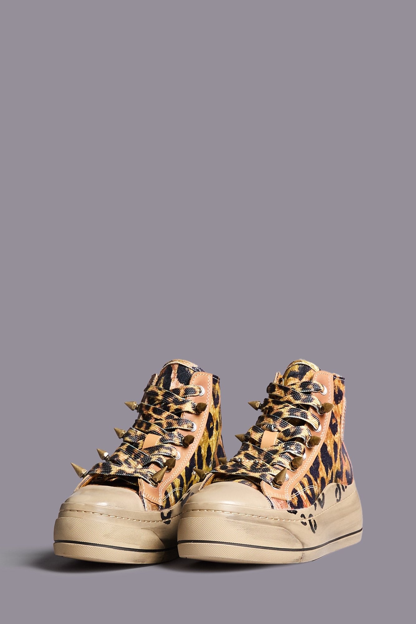 Kurt High Top Sneaker - Pink Leopard With Spikes - R13