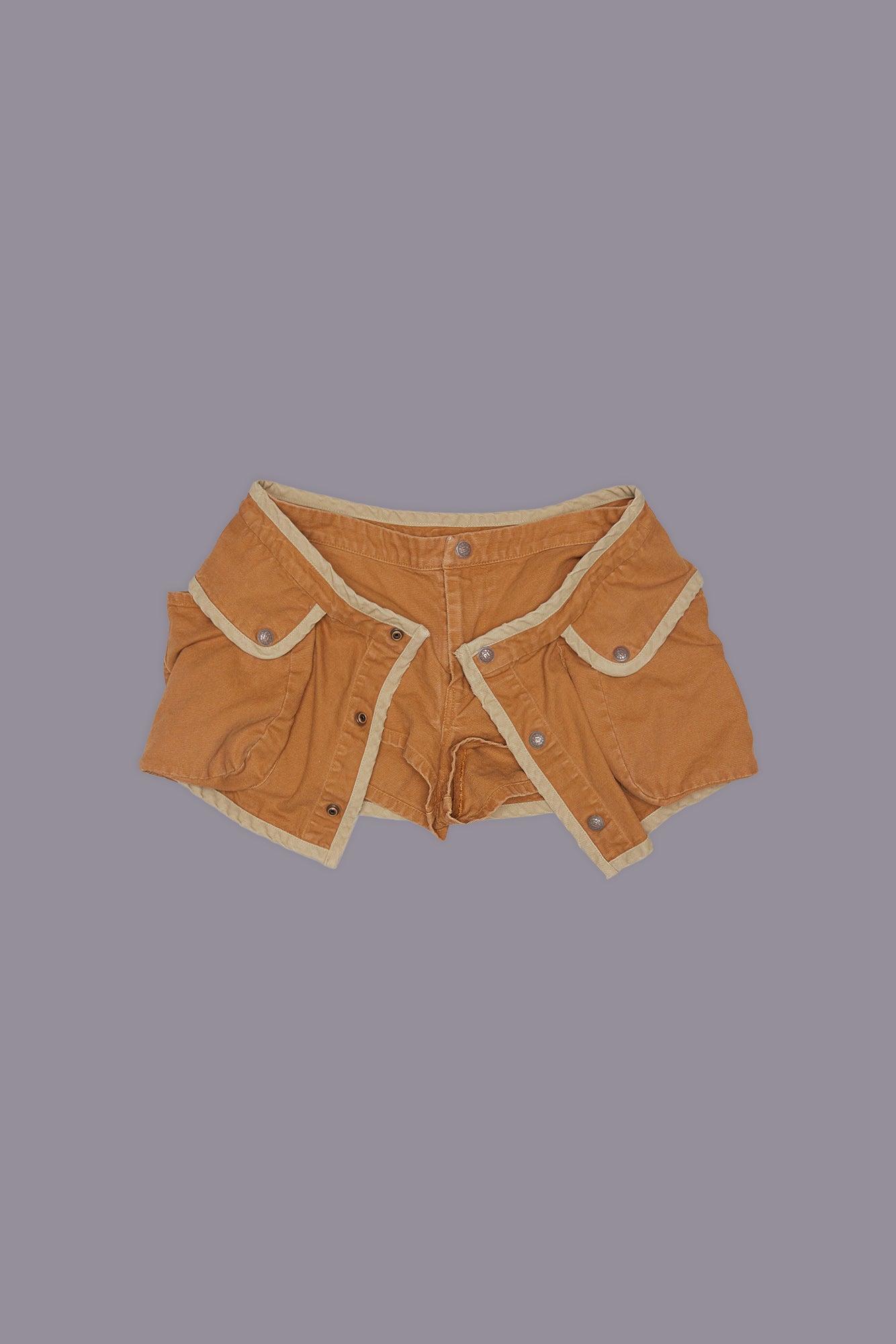 LAYERED SKORT - LIGHT BROWN W/KHAKI - R13