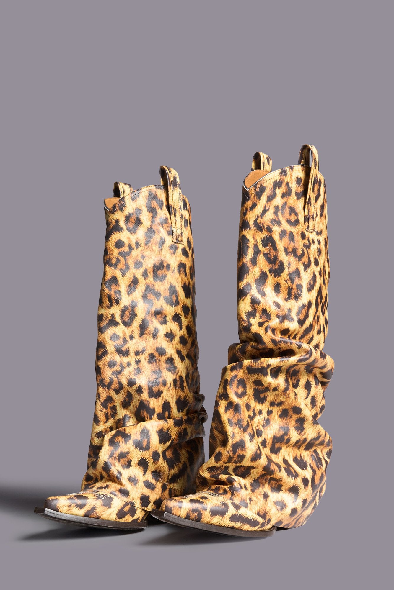 Mid Cowboy Boot With Sleeve - Printed Yellow Leopard - R13