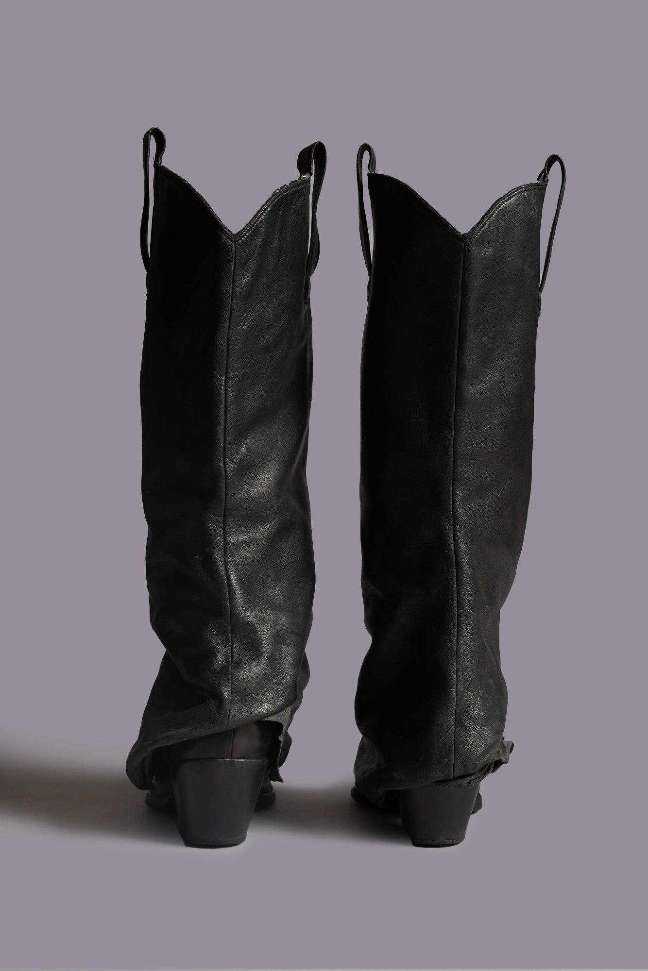 MID COWBOY BOOTS WITH SLEEVE - BLACK LEATHER - R13