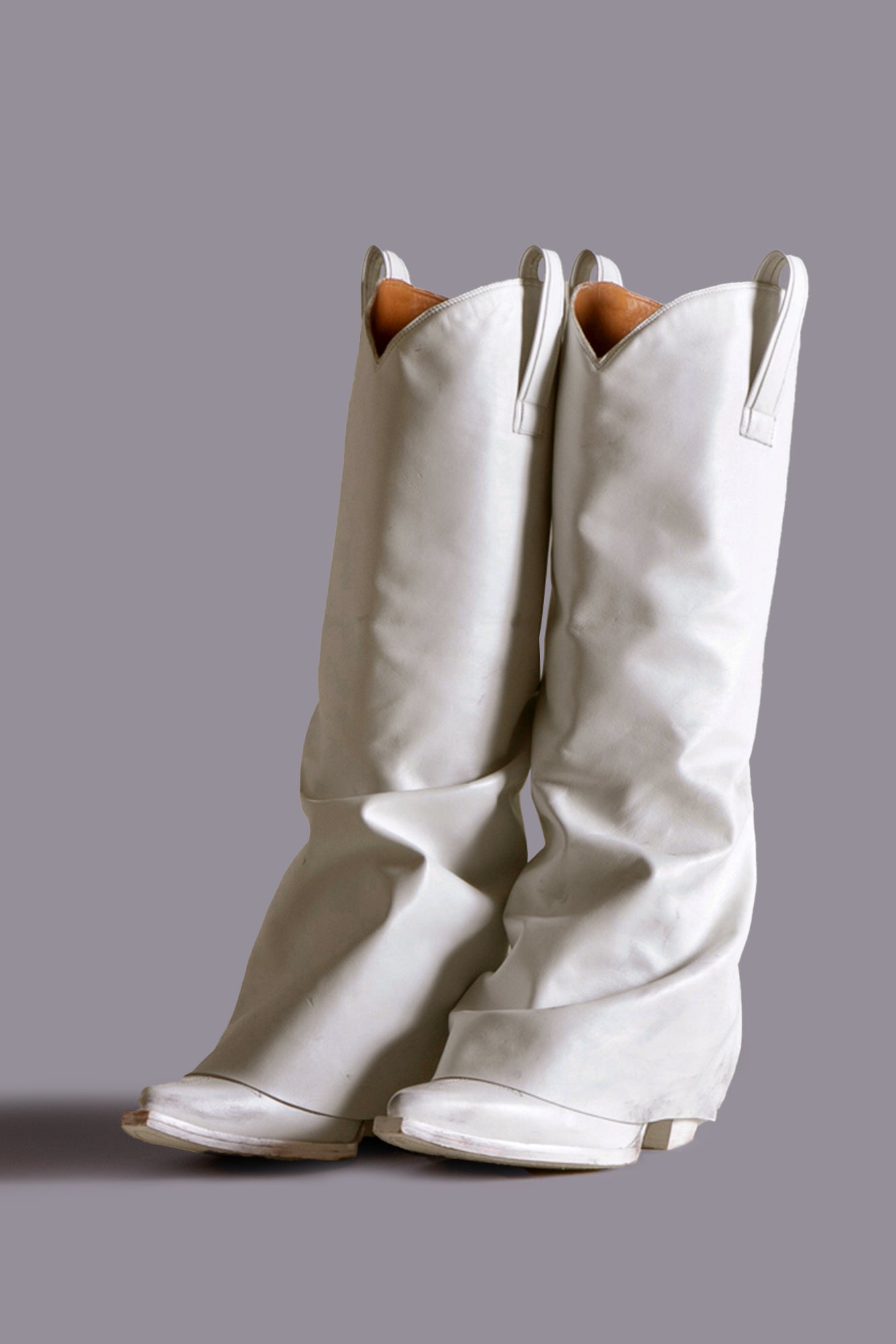 MID COWBOY BOOTS WITH SLEEVE - WHITE - R13