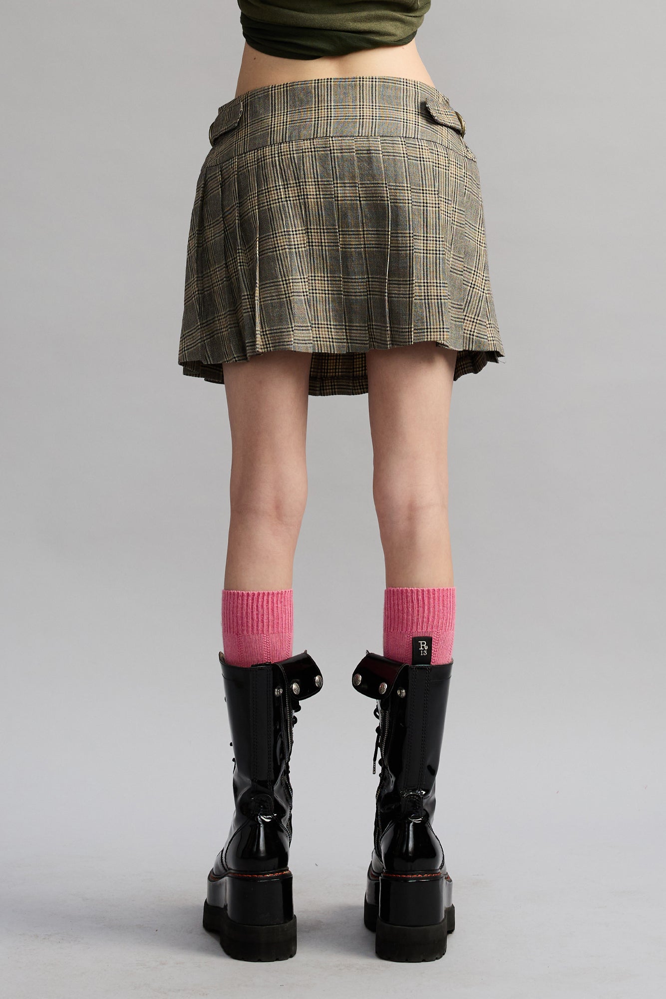 Mini Kilt Skirt - Small Khaki Plaid - R13
