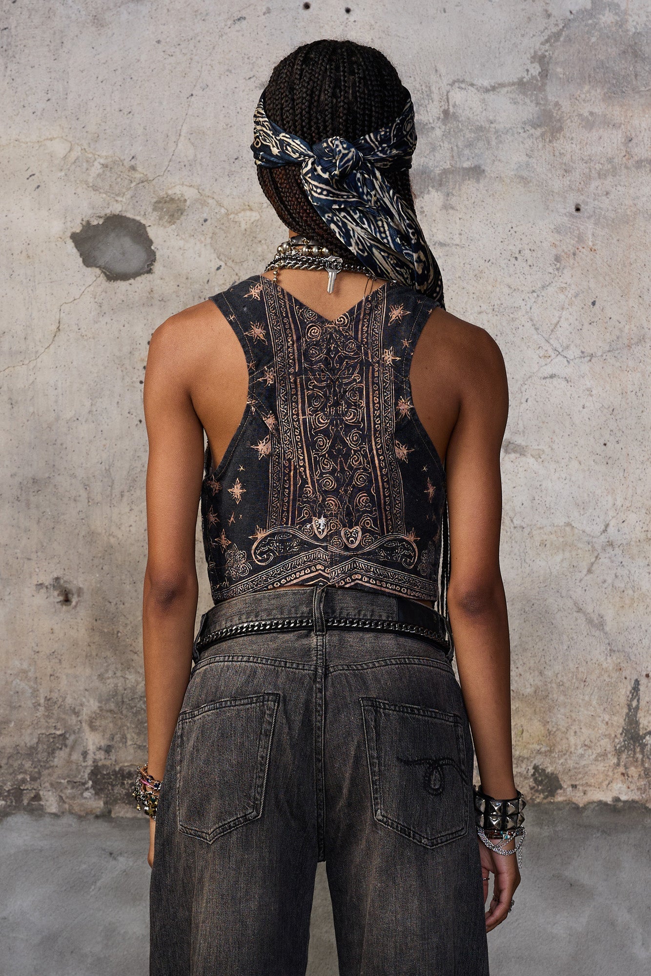 OVERALL BUSTIER - BLACK BANDANA - R13