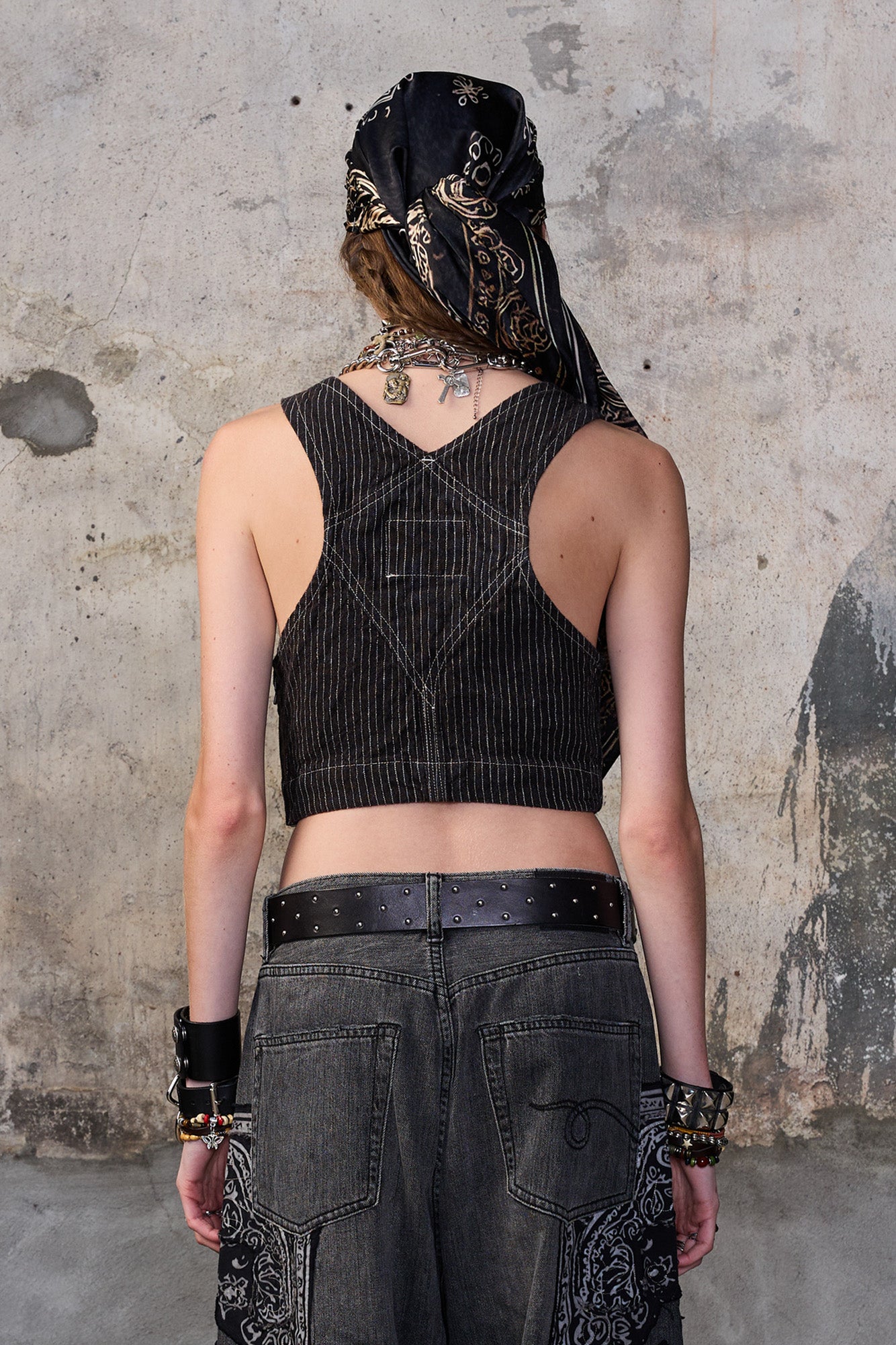 OVERALL BUSTIER - BROWN STRIPE - R13