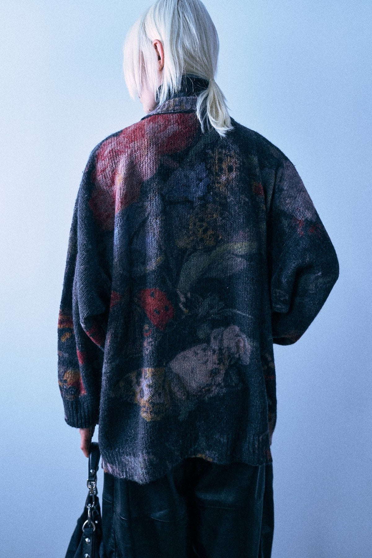 Oversized Cardigan - Red Blue Black Butterfly - R13