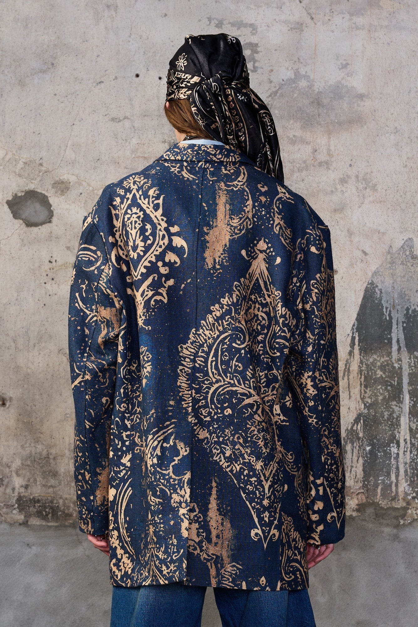 OVERSIZED RAGGED BLAZER - BLUE BANDANA - R13