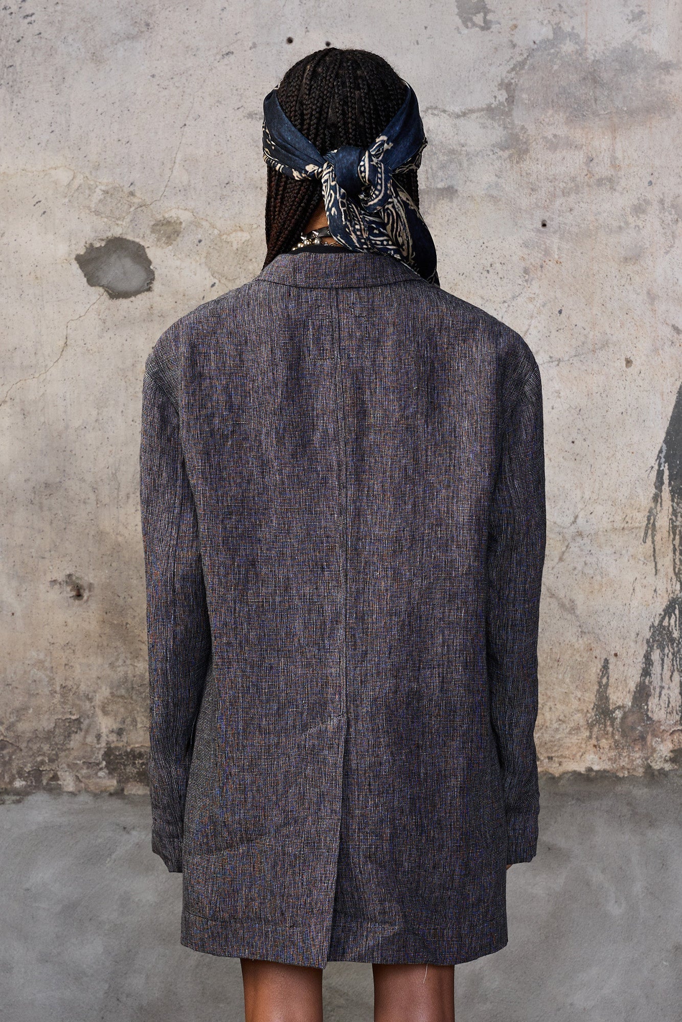 OVERSIZED RAGGED BLAZER - DARK GREY MICRO STRIPE - R13