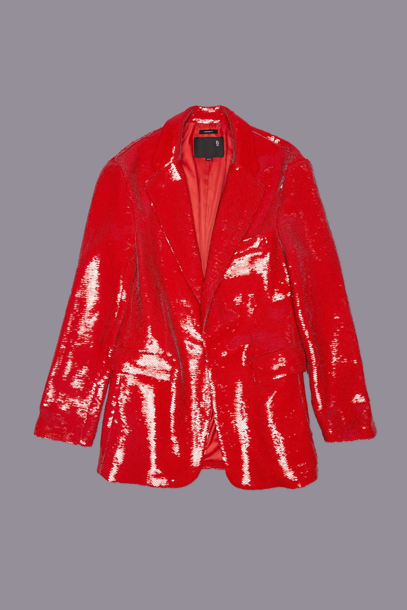 OVERSIZED RAGGED BLAZER - RED SEQUIN - R13