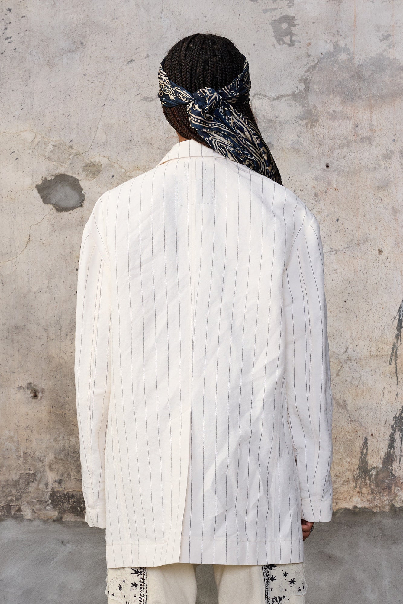 OVERSIZED RAGGED BLAZER - WHITE MINI STRIPE - R13