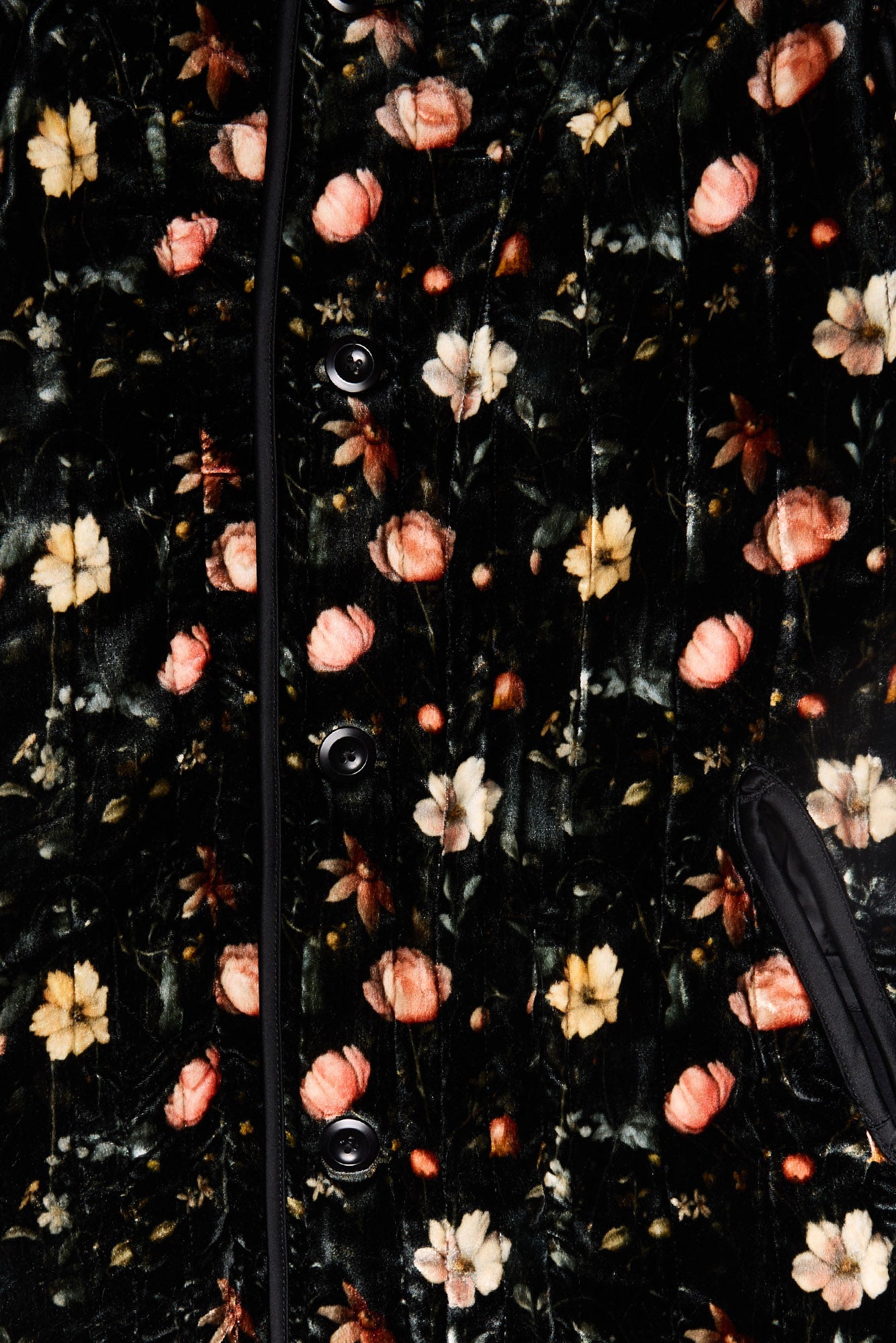 PADDED TAPED LINER COAT - MULTIFLORAL BLACK - R13