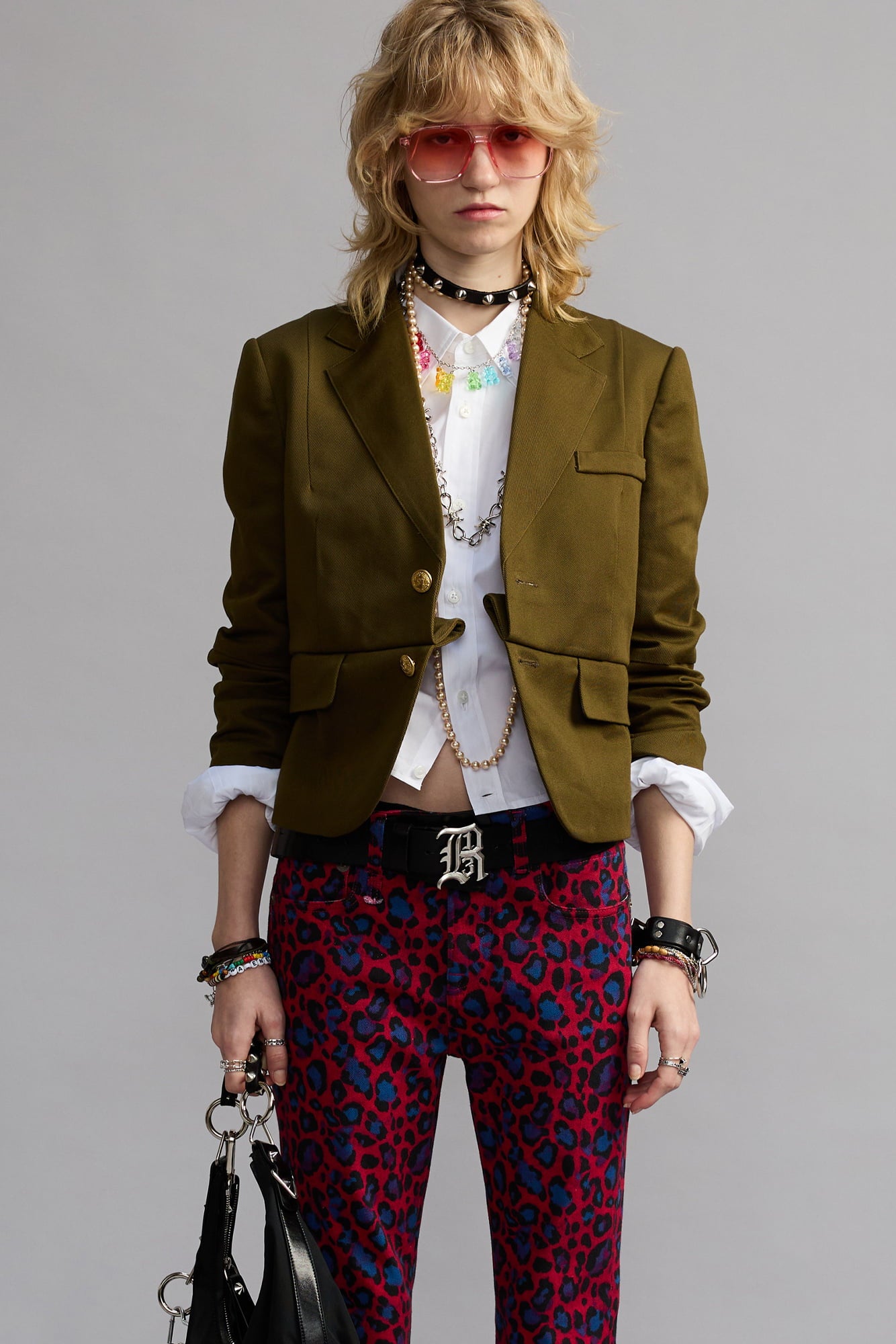 PLEATED BOYFRIEND BLAZER - OLIVE GREEN - R13 PLEATED BOYFRIEND BLAZER - OLIVE GREEN - R13