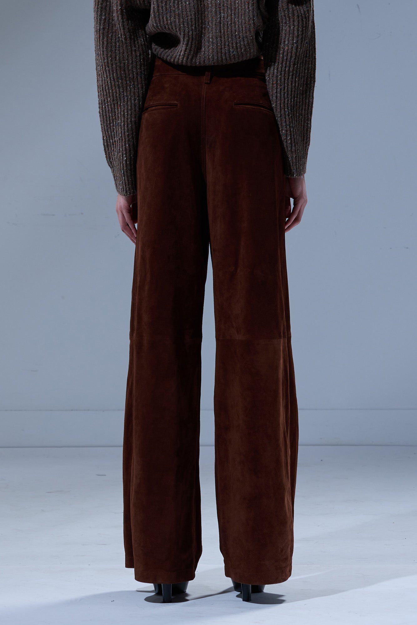 PLEATED WIDE LEG LEATHER PANT - BROWN SUEDE - R13