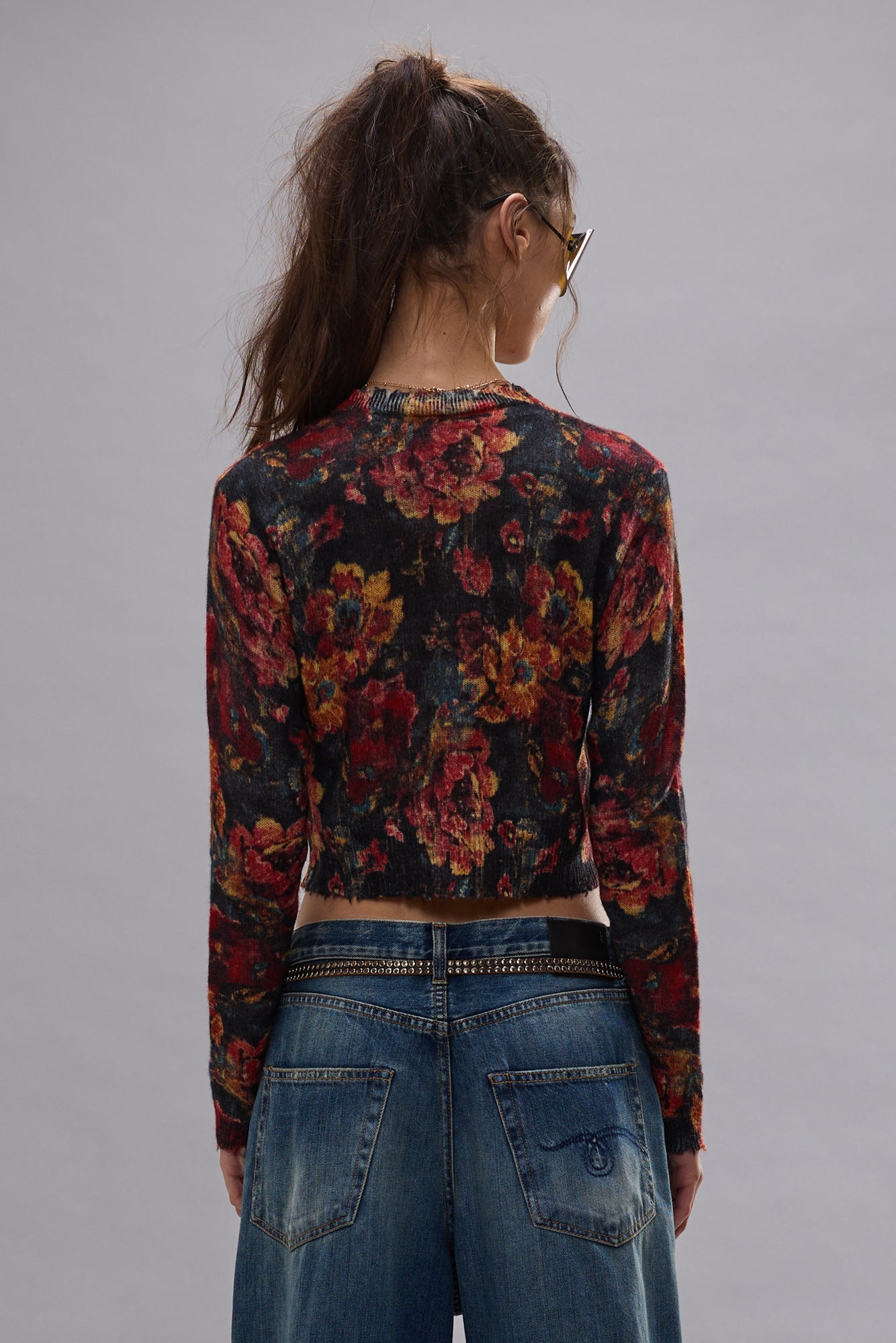 PRINTED BABY CREWNECK SWEATER - RED FLORAL MULTI - R13