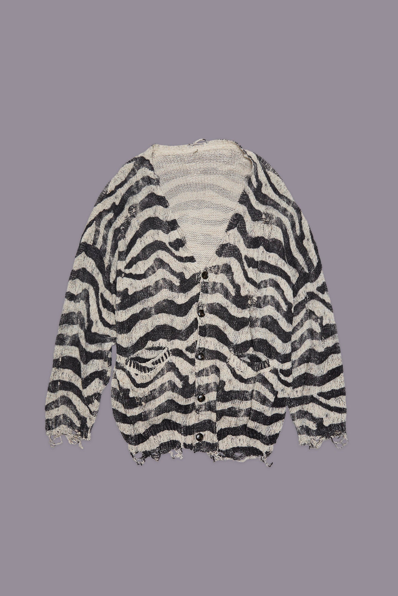 PRINTED OVERSIZED CARDIGAN - BLACK AND WHITE ZEBRA - R13
