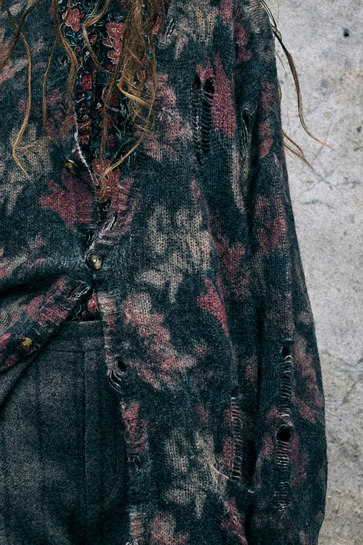Printed Oversized Cardigan - Pink Green Floral - R13